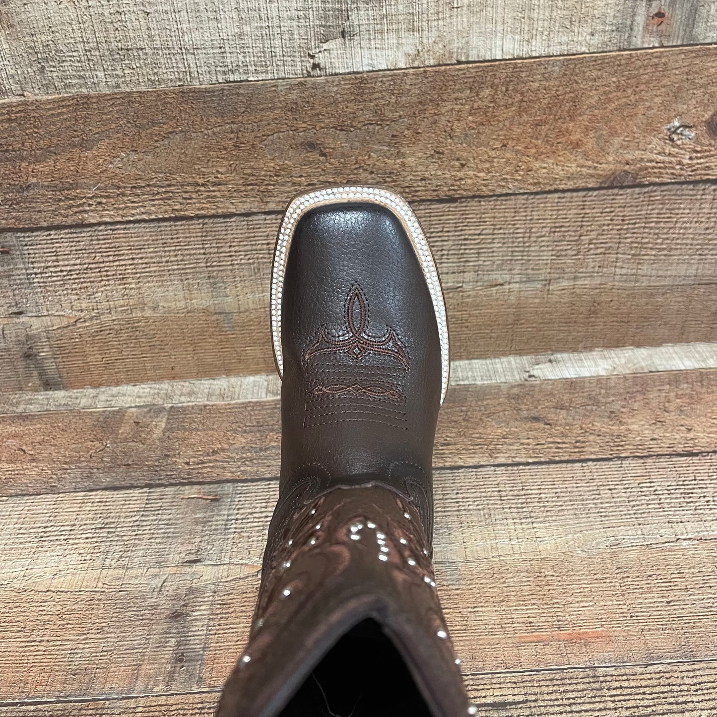 Women's Western Genuine Leather Square Toe Cowgirl Brown Boots Handmade in Mexico Est.116