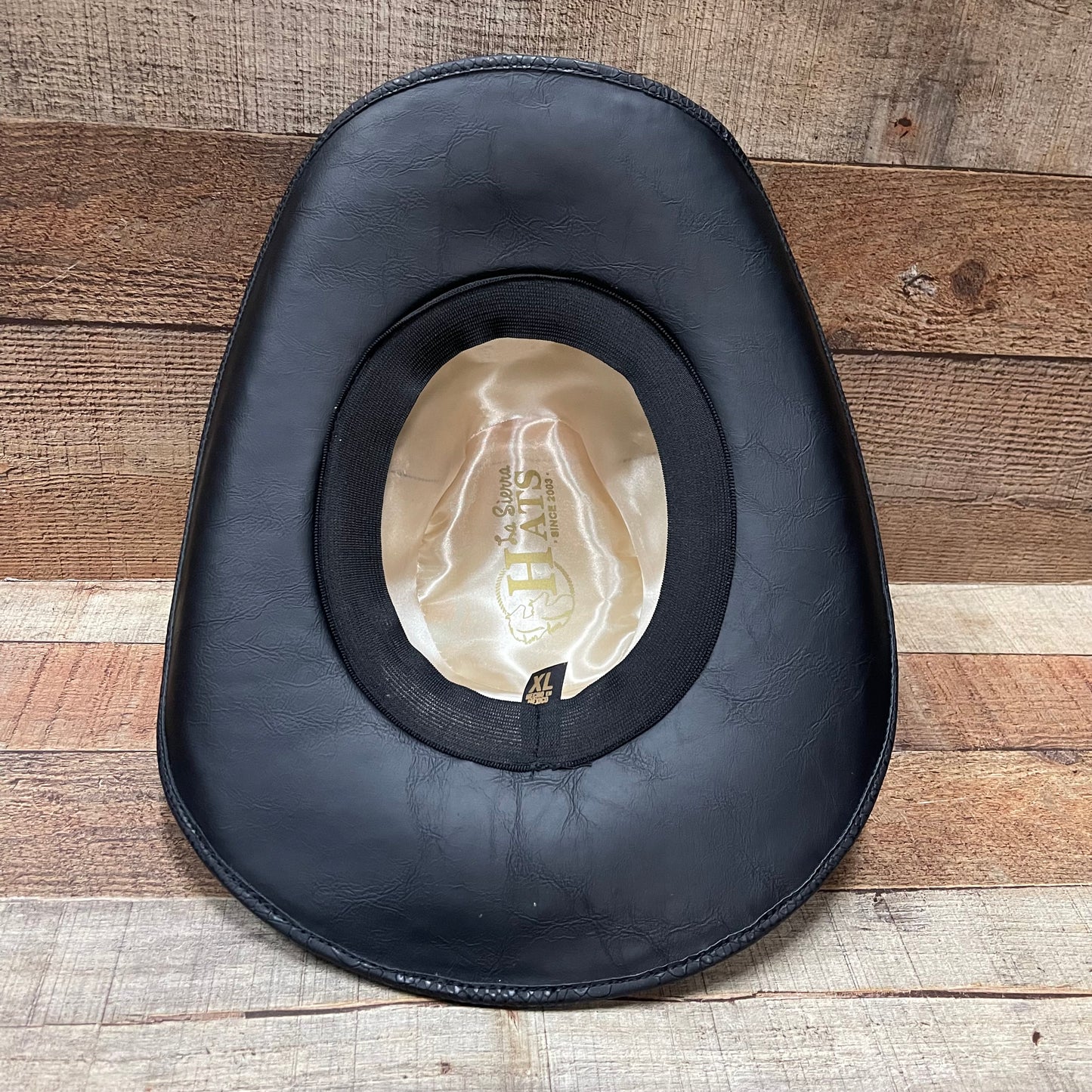 Rodeo Western Cowboy Cowgirl Wide Brim Leather-like Finish Hat Python Details