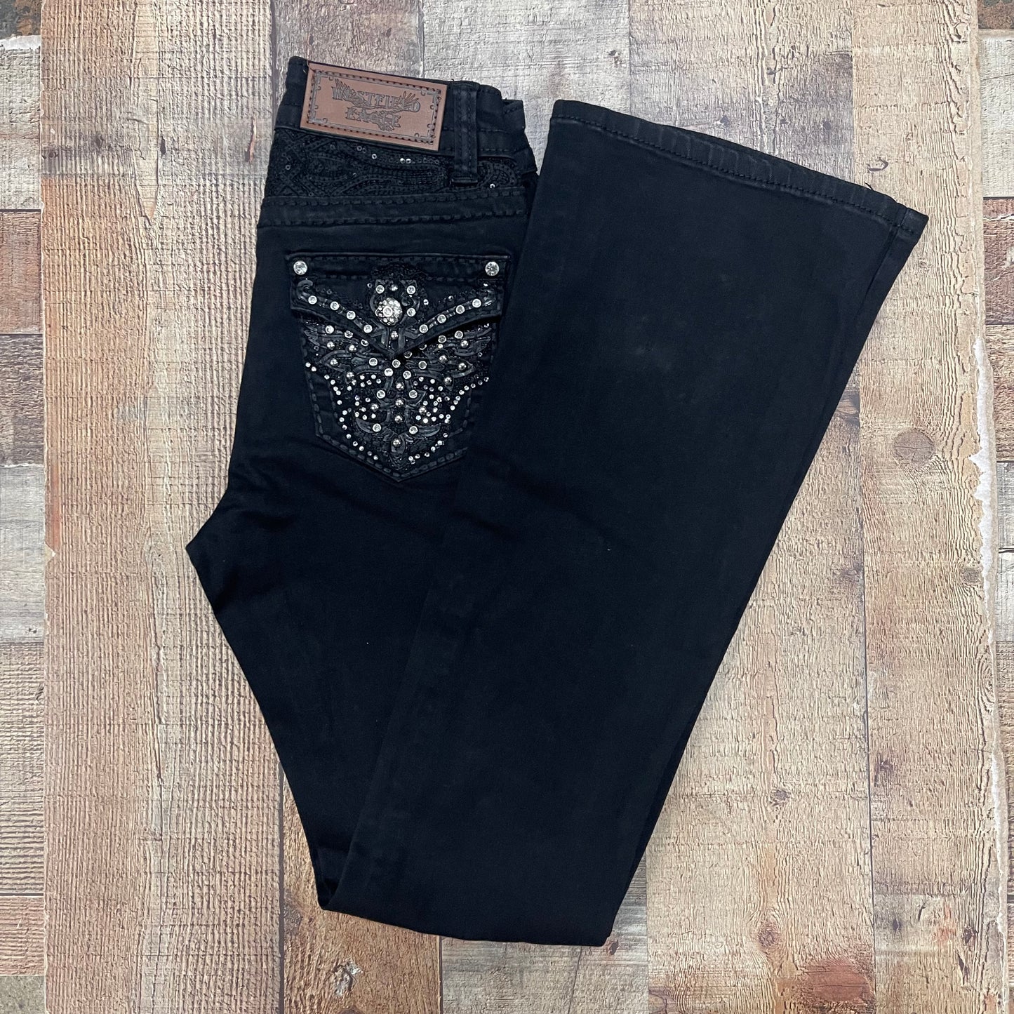 Women's Cowgirl Western Black Jeans Pantalón Dama Negro Corte Vaquero