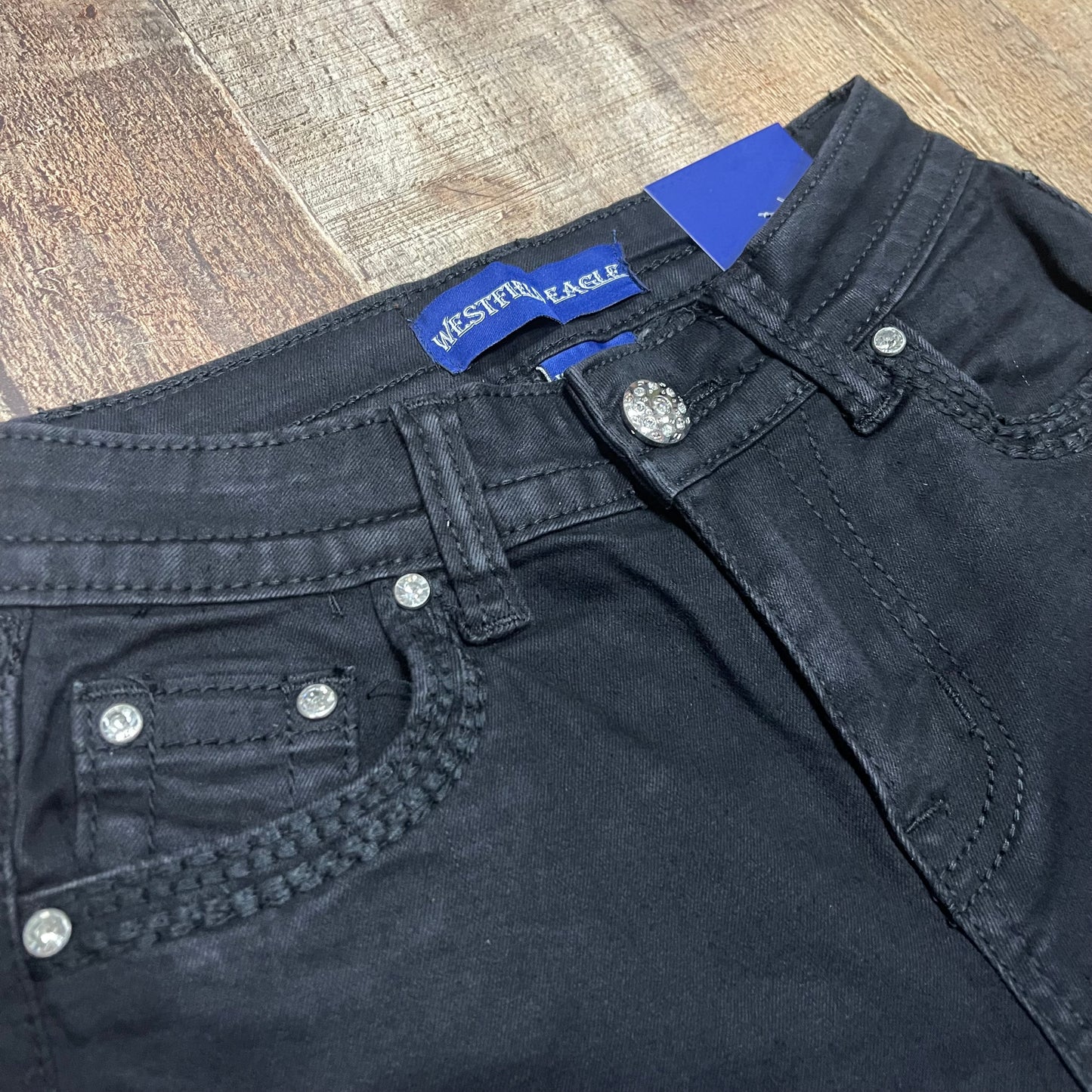 Women's Cowgirl Western Black Jeans Pantalón Dama Negro Corte Vaquero