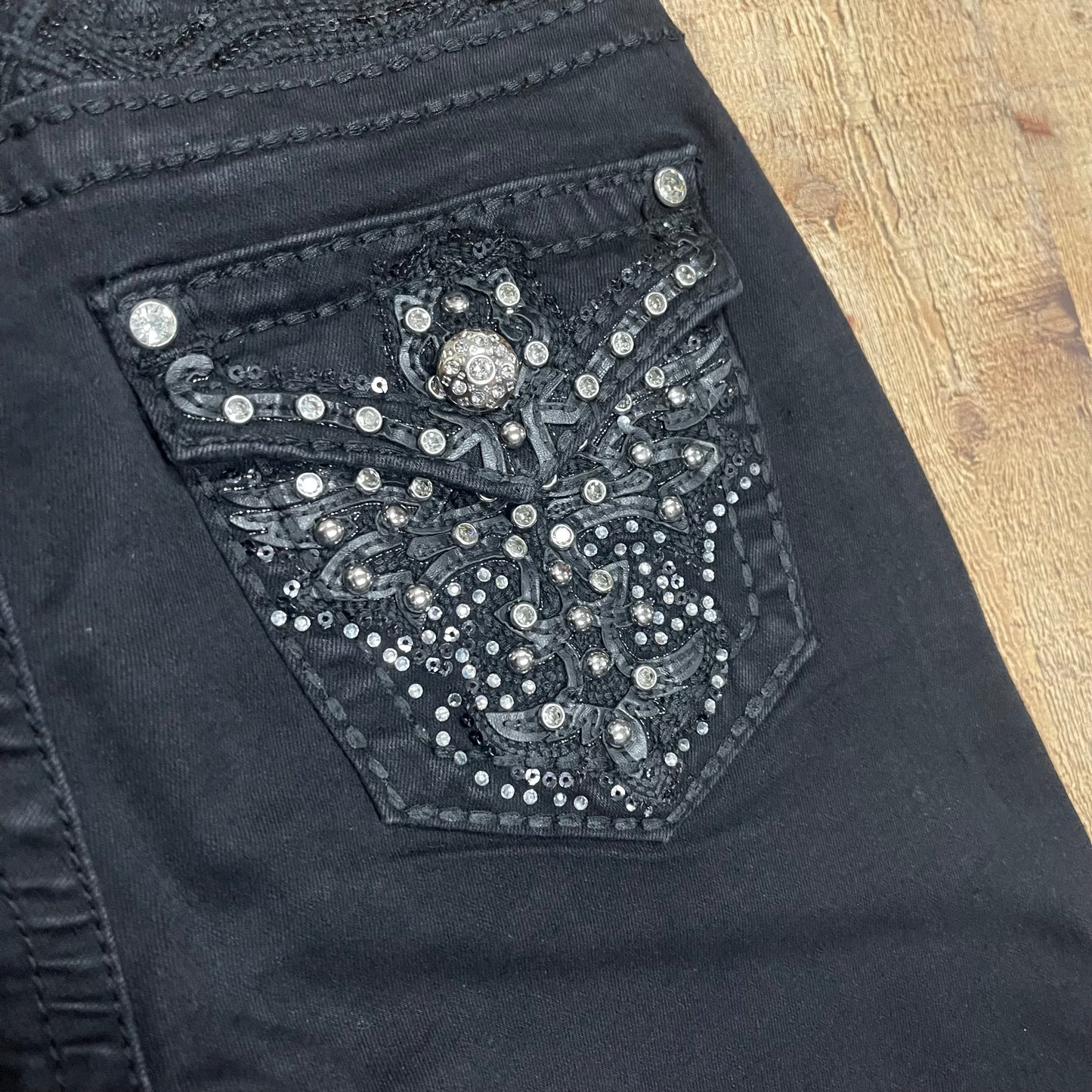 Women's Cowgirl Western Black Jeans Pantalón Dama Negro Corte Vaquero