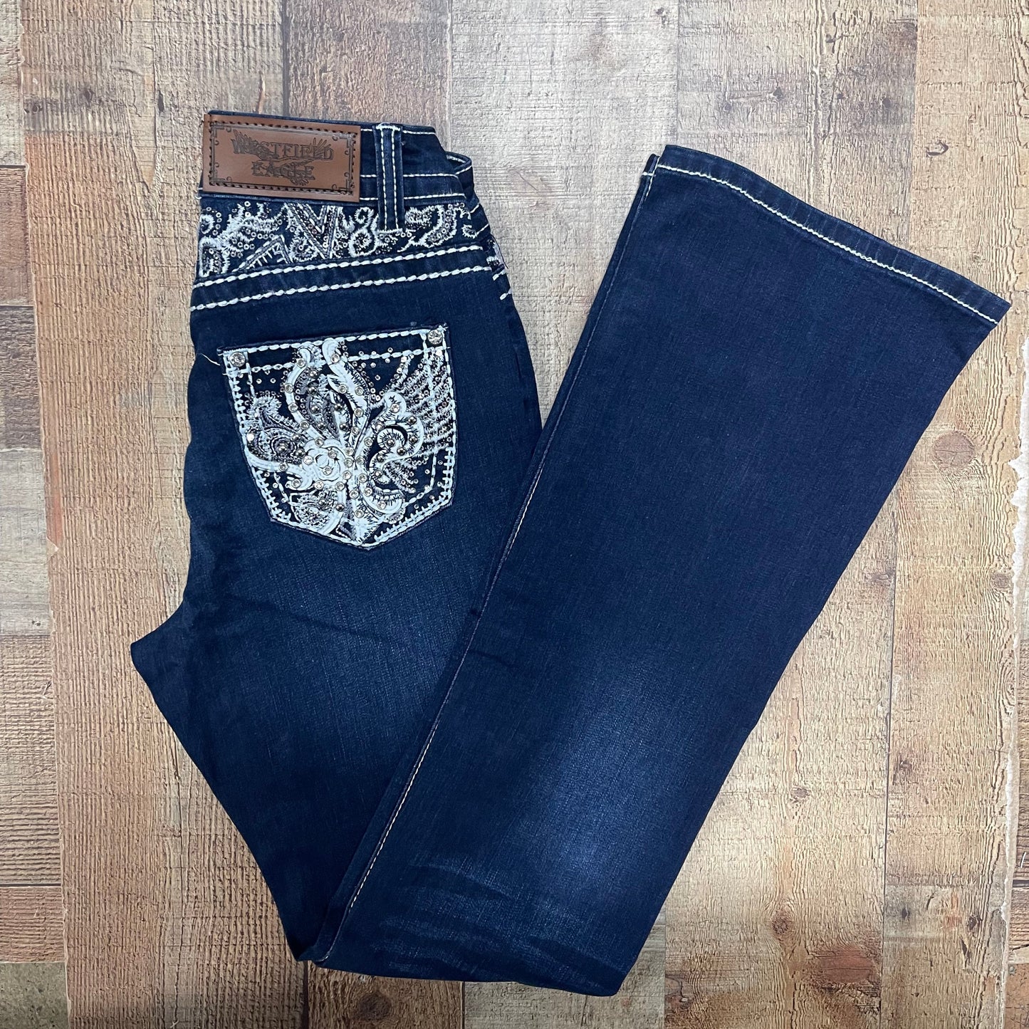 Women's Cowgirl Western Blue Jeans Pantalón Dama Mezclilla Corte Vaquero