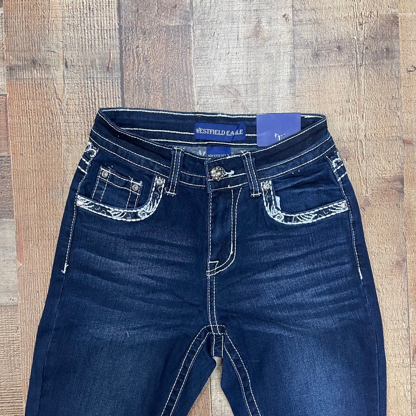 Women's Cowgirl Western Blue Jeans Pantalón Dama Mezclilla Corte Vaquero