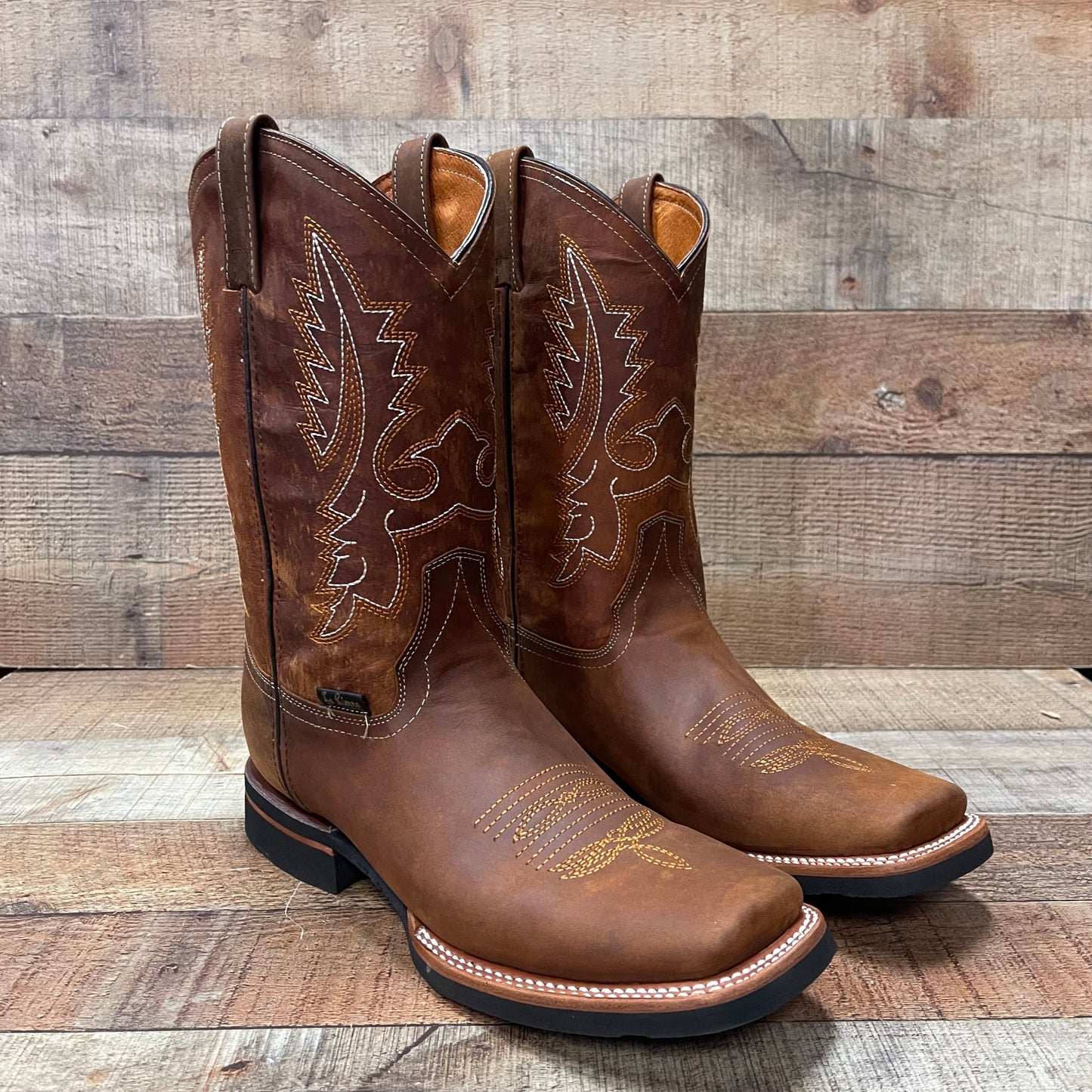 Botas vaqueras de cuero genuino para hombre, estilo bulldog occidental, de 380 libras, estilo tejano