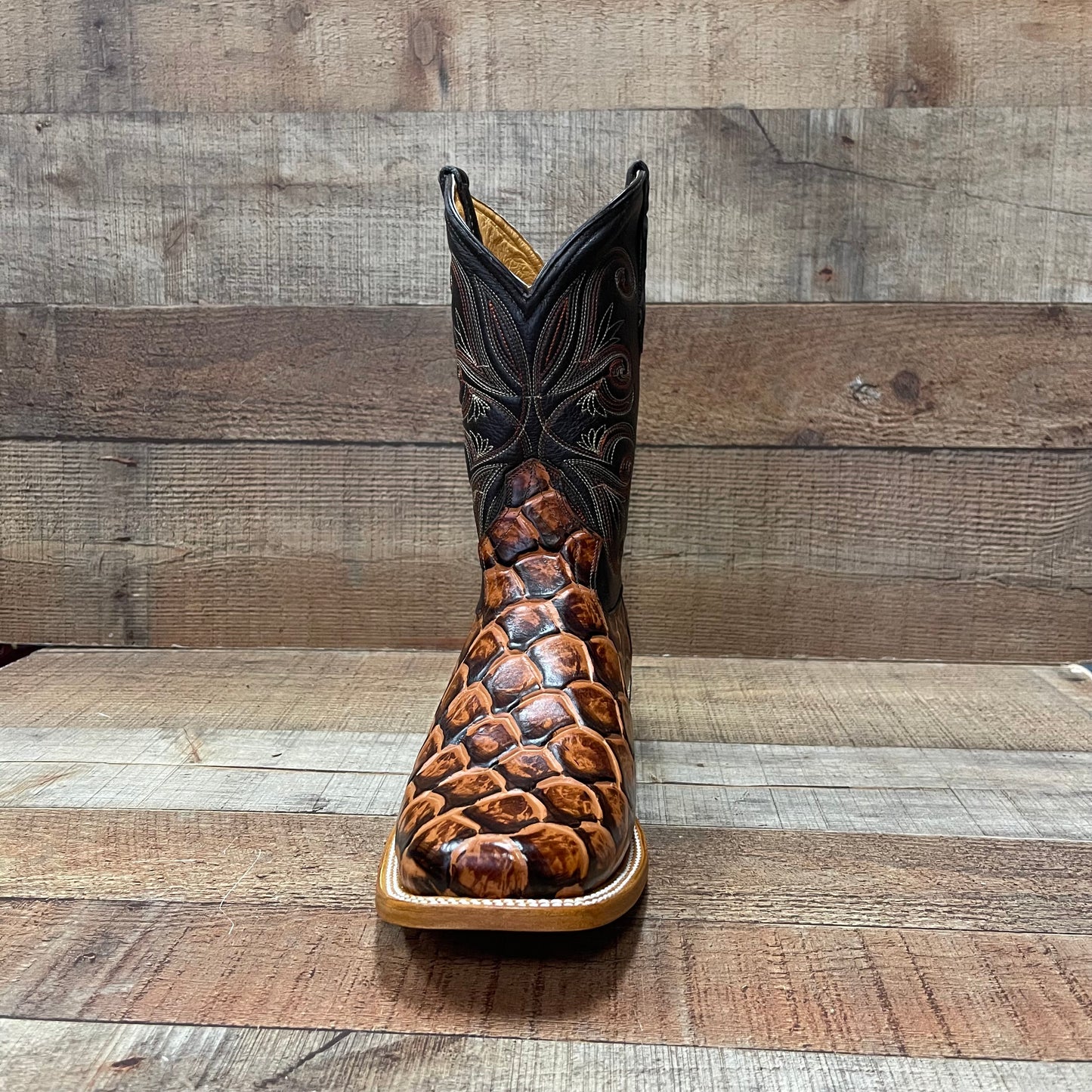 Botas de punta cuadrada con estampado de peces occidentales de vaquero para hombre Botas de Pescado Est. 722 Piraruco