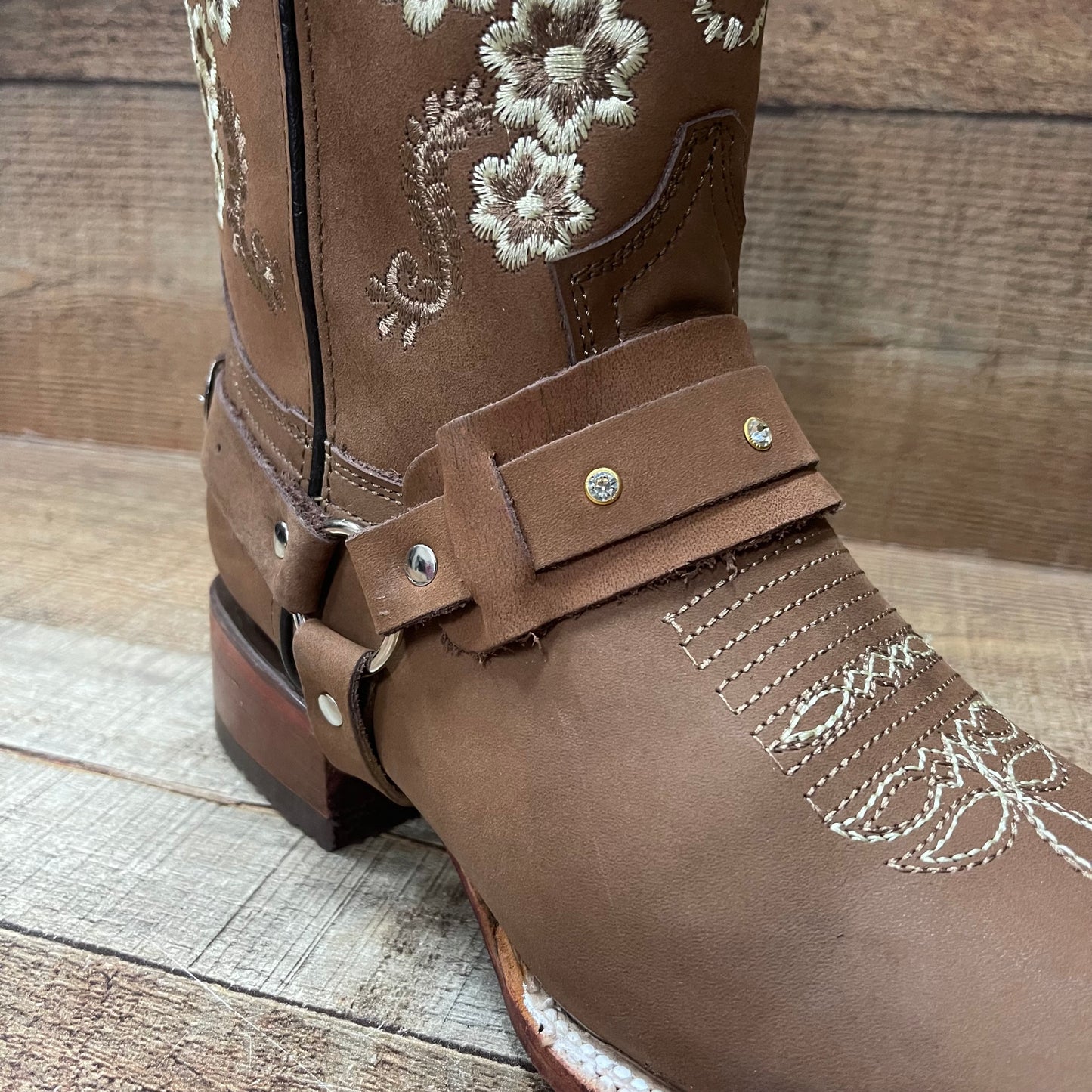 Women's Western Cowgirl Genuine Leather Boots With Detachable Harness Bota Vaquera Dama Est.100