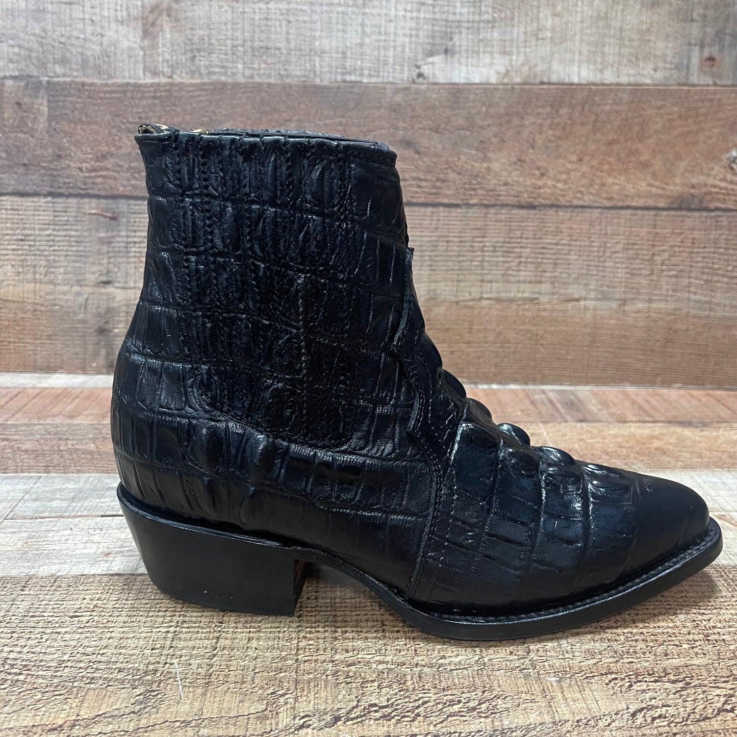 Men's Western Cowboy Crocodile Print Genuine Cowhide Leather Ankle Boot Est. Botin Vaquero Cocodrilo