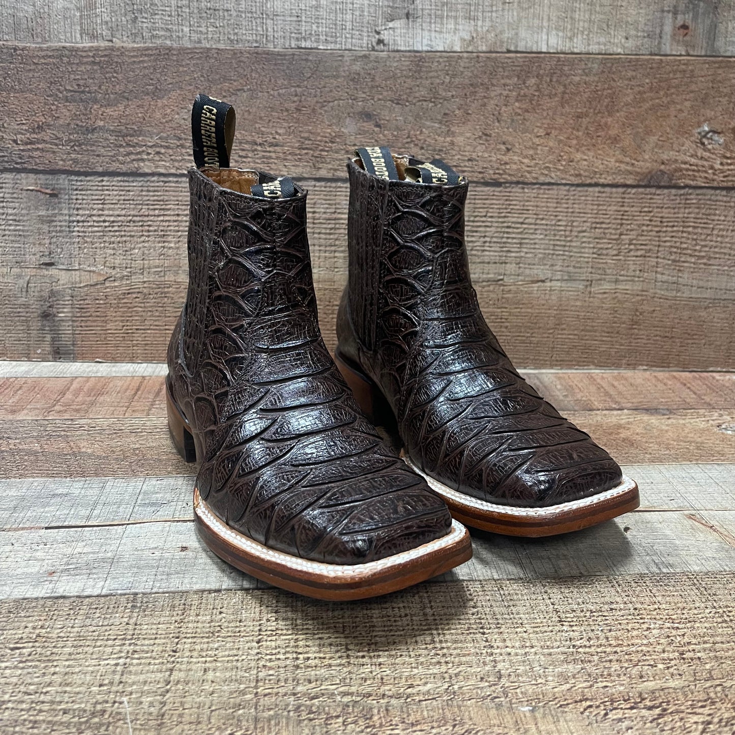 Men's Western Cowboy Jumbo Python Print Genuine Cowhide Leather Ankle Boot Botin Est.389 Piton Jumbo