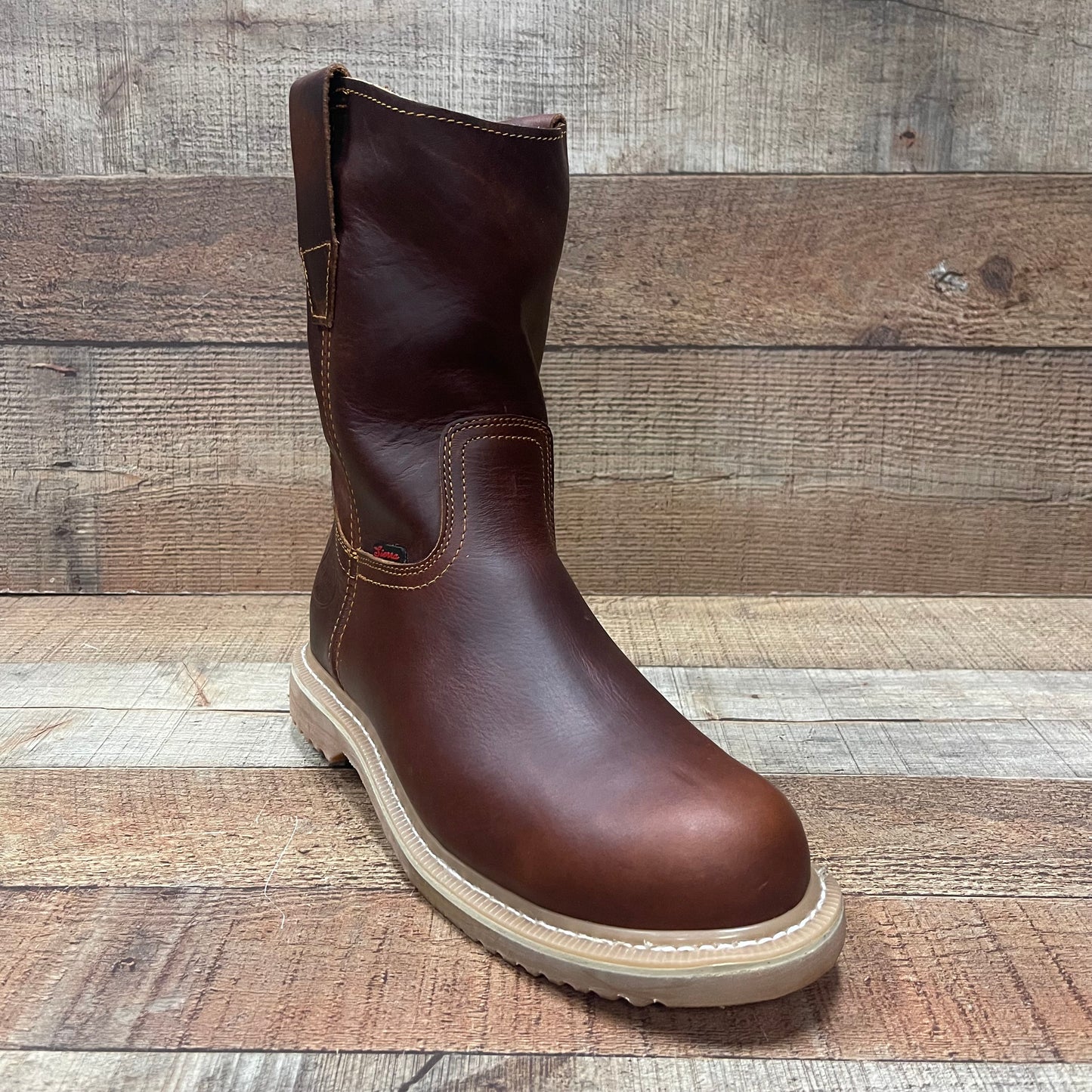 Men's Work Boots Pull On Genuine Leather Resistant Round Toe Durable Est.104/105