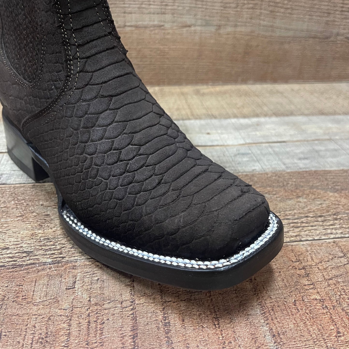 Botín vaquero occidental con estampado de pitón para mujer, piel de vaca auténtica, botín, est. 351 Piton Dama