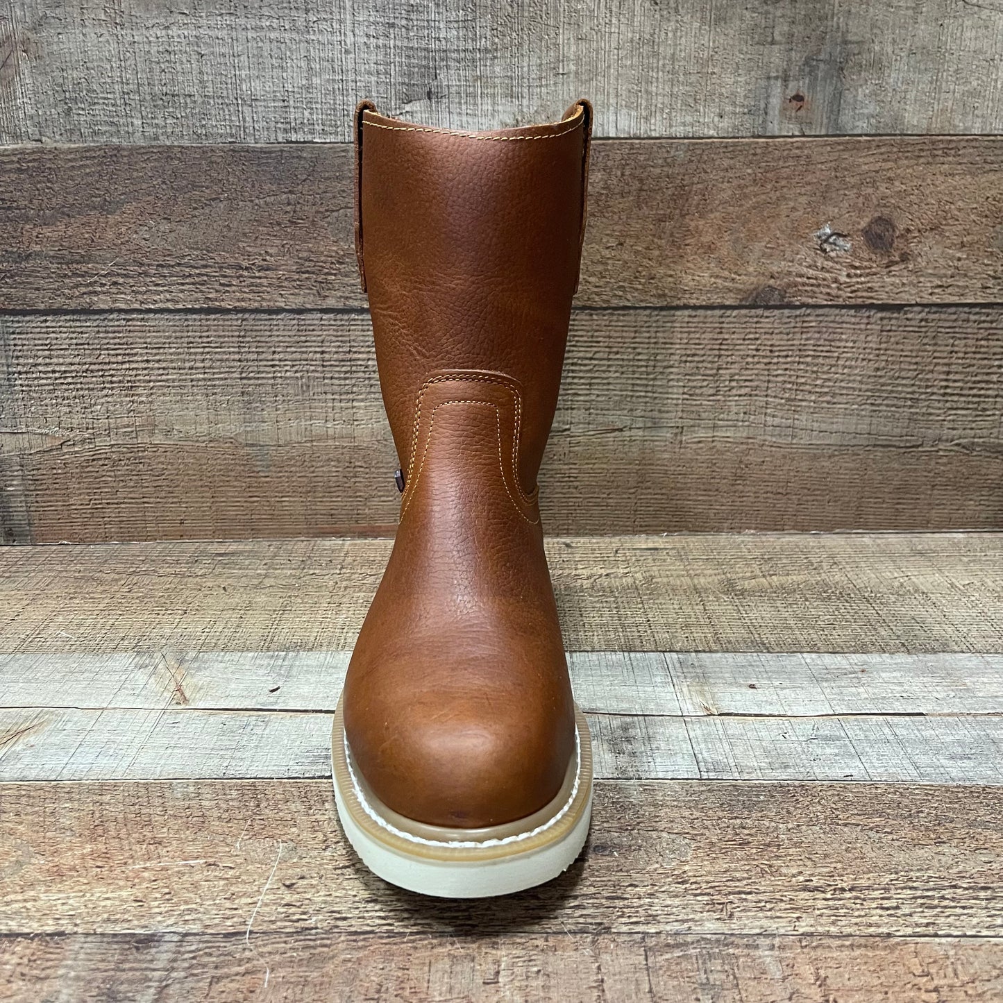 Men's Leather Light Weight Steel Round Toe Pull on Work Boots Est.107 Ruper Casco Roble