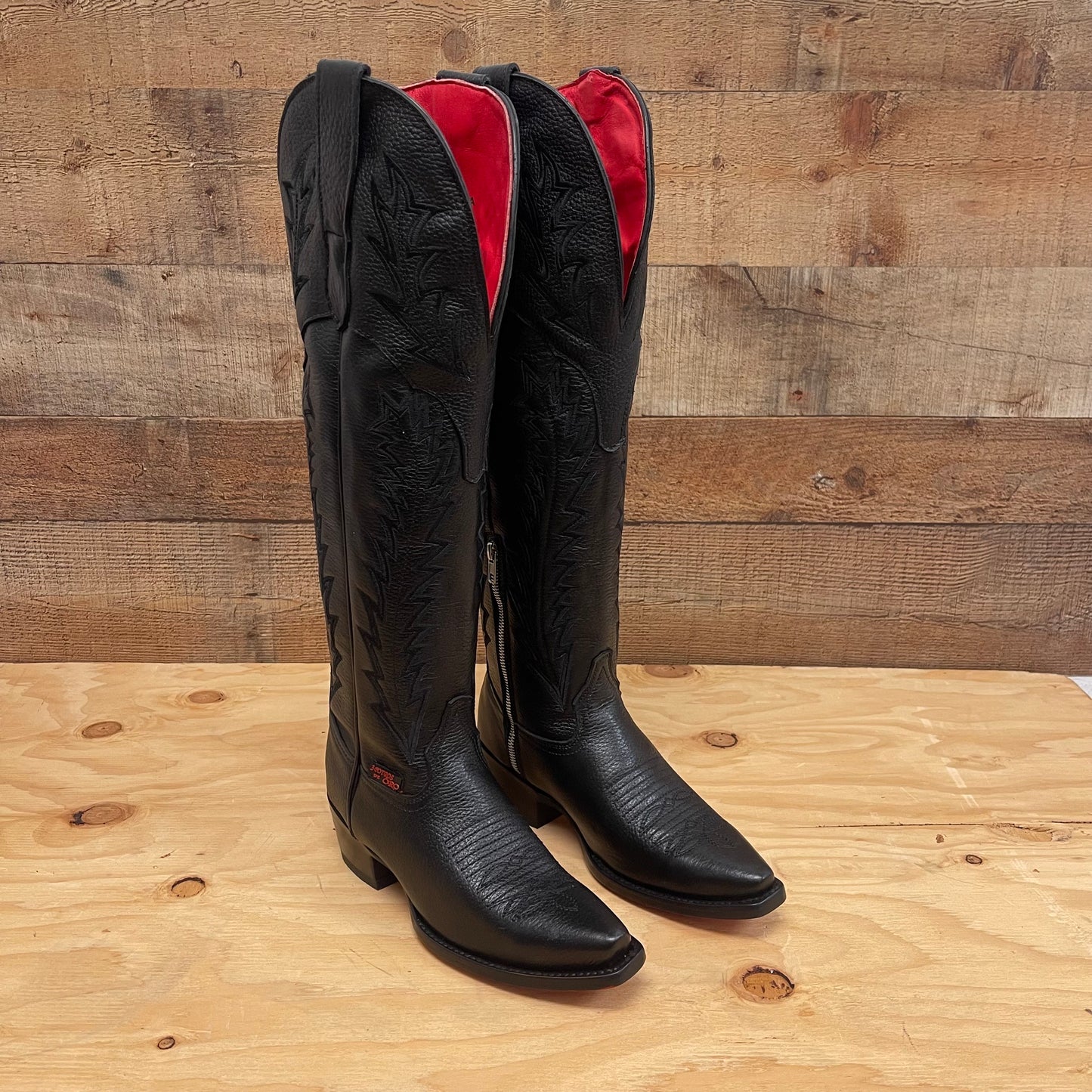 Botas vaqueras de rodeo para mujer, botas de cuero genuino con punta recortada, aprox. 404