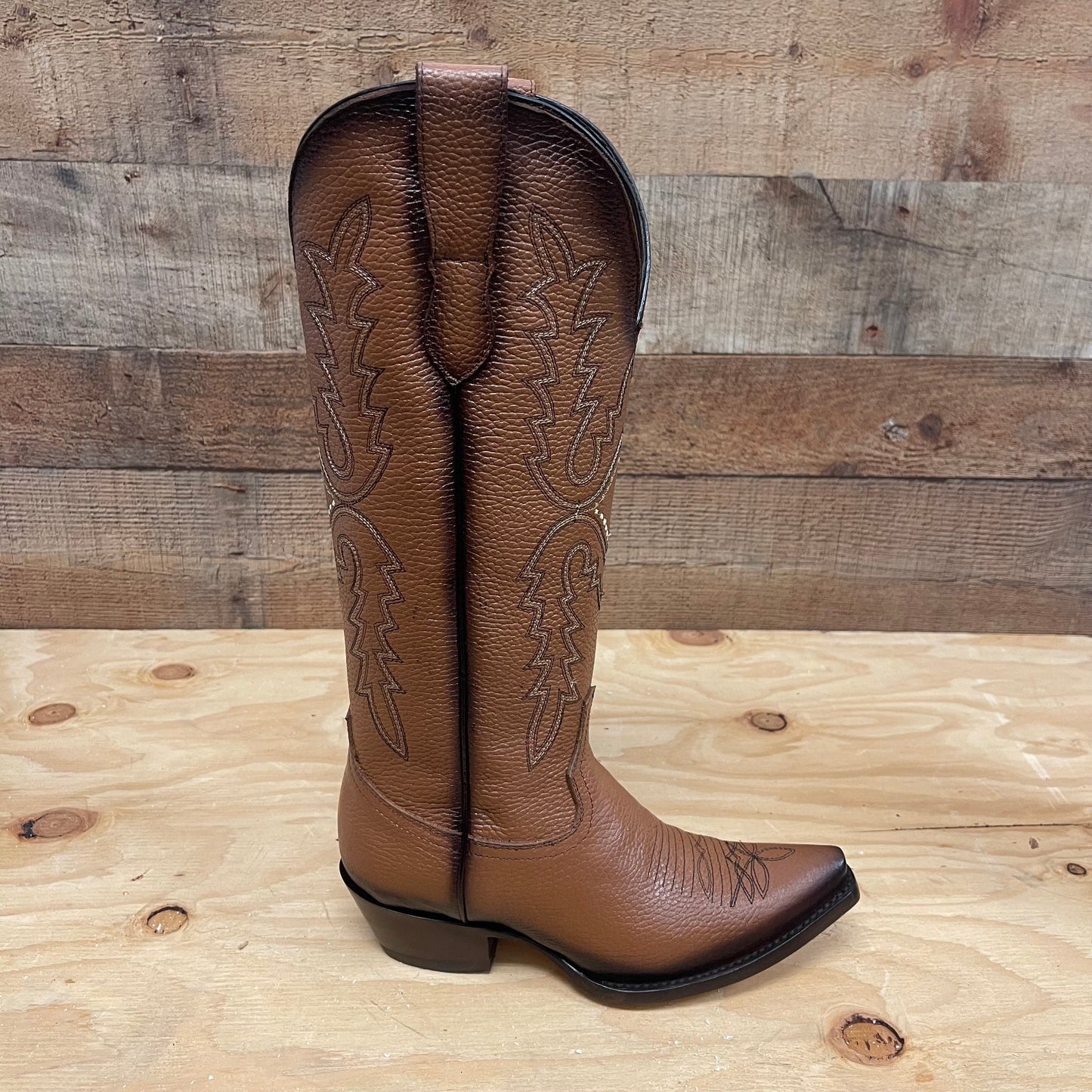 Botas vaqueras de rodeo para mujer, botas de cuero genuino con punta recortada, aprox. 404