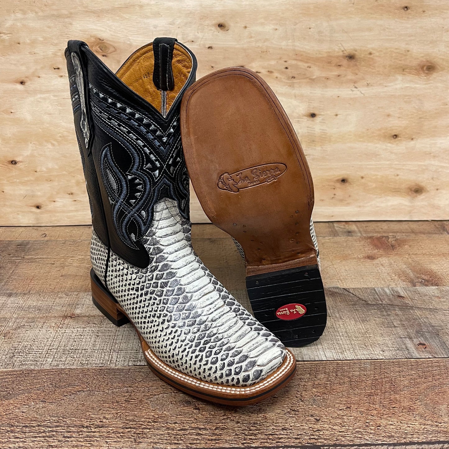Botas de piel de vaca auténtica con estampado de pitón estilo vaquero occidental para hombre, precio estimado 695 Piton