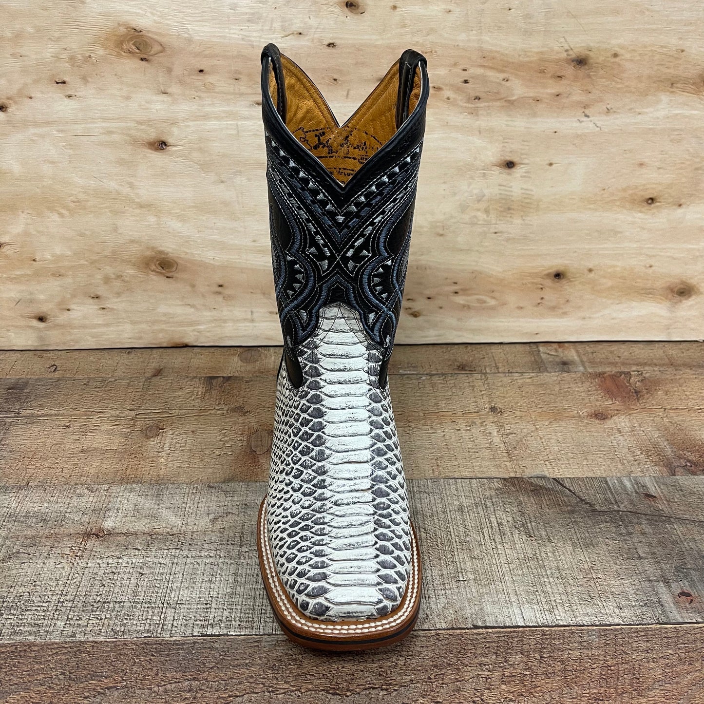 Botas de piel de vaca auténtica con estampado de pitón estilo vaquero occidental para hombre, precio estimado 695 Piton