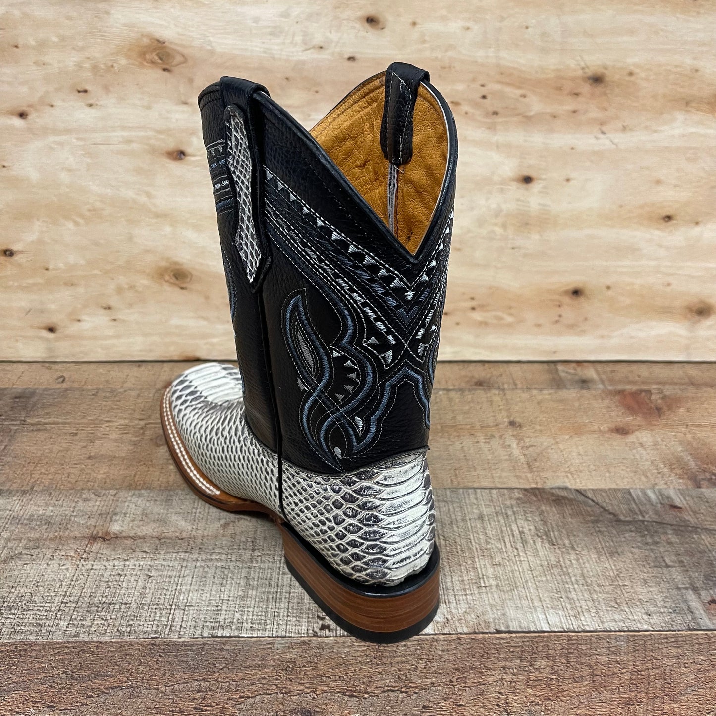 Botas de piel de vaca auténtica con estampado de pitón estilo vaquero occidental para hombre, precio estimado 695 Piton