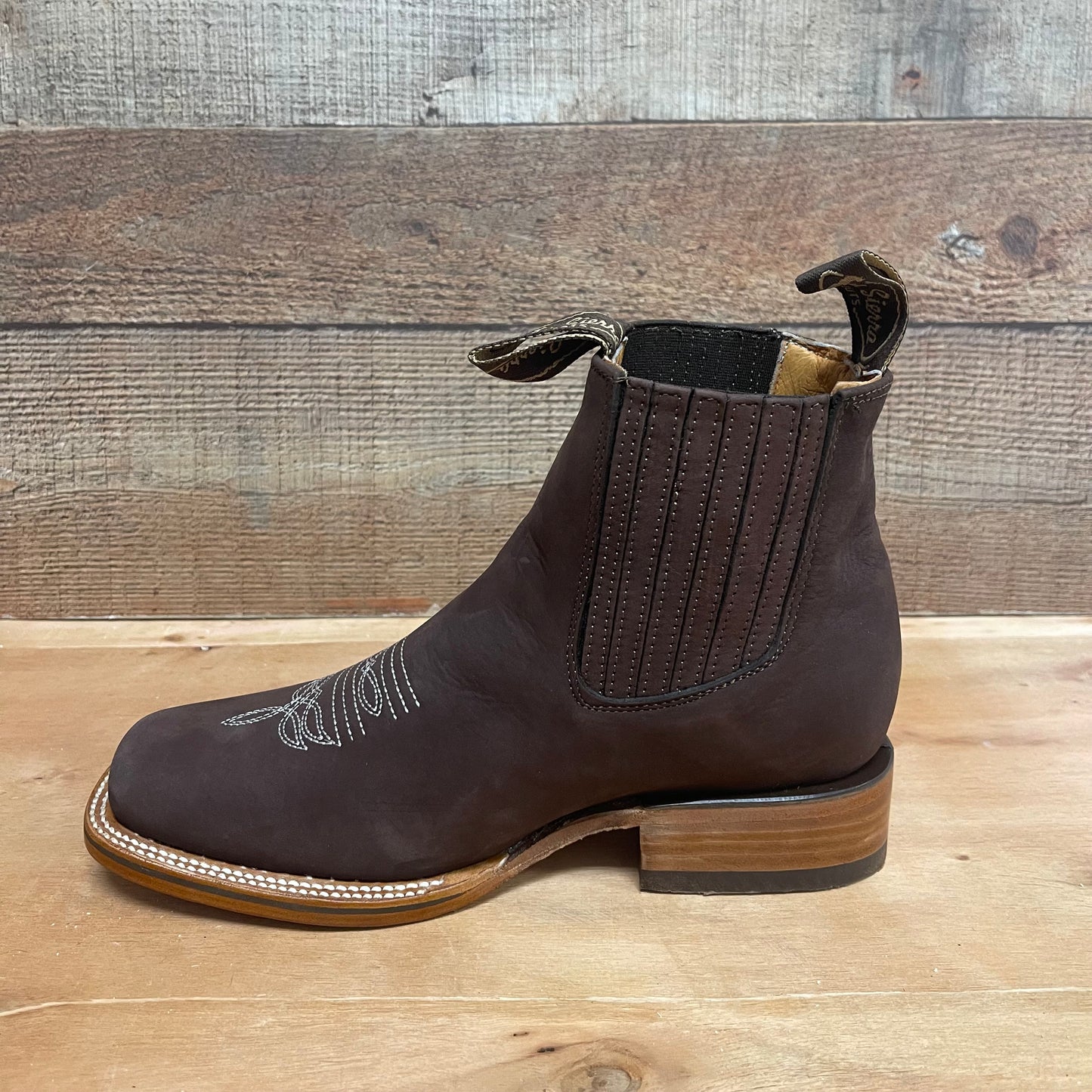 Men's Western Rodeo Ankle Boot Leather Sole Embroidered Design Botín Est.712