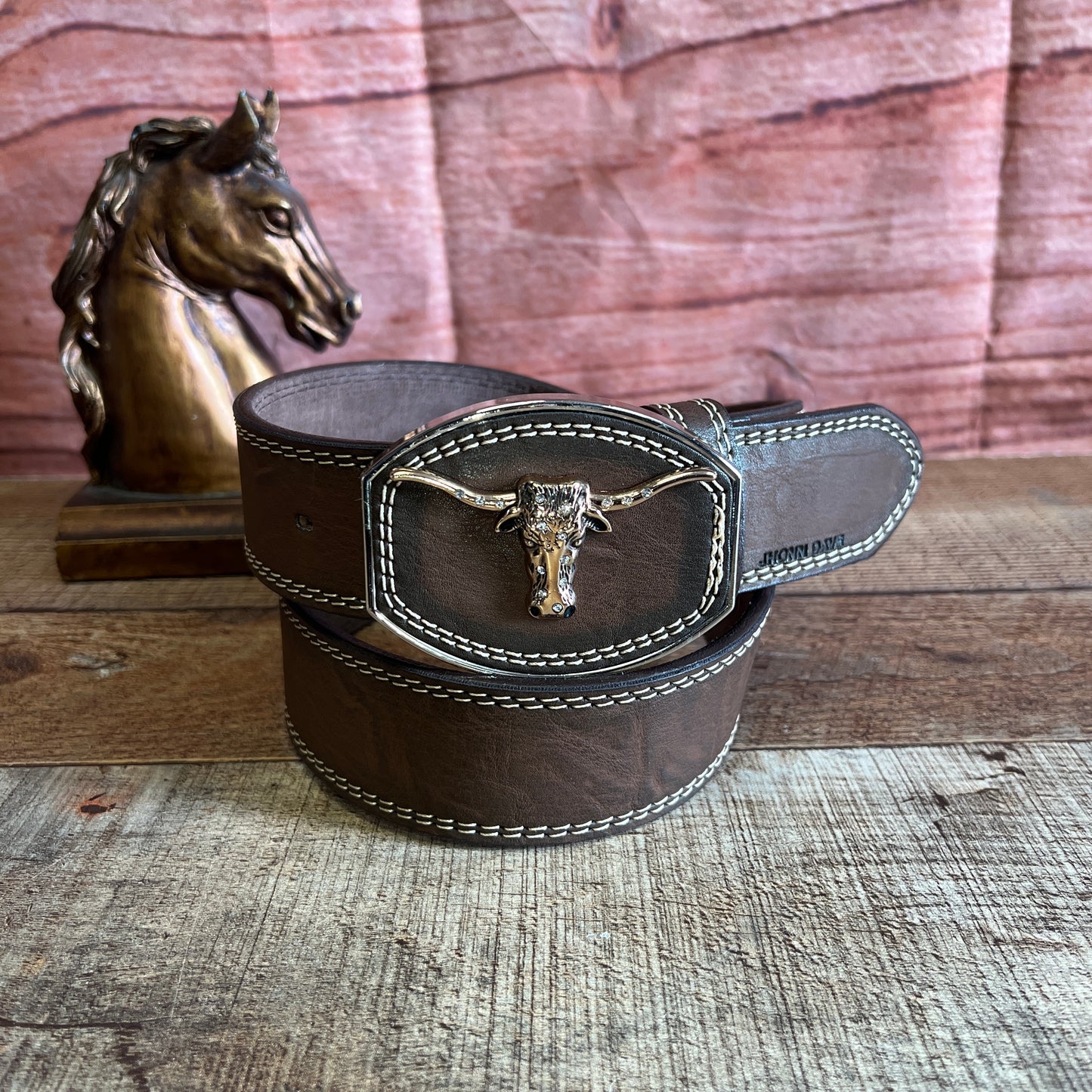 Men's Western Cowboy Genuine Cowhide Leather Belt with Square Metallic Buckle- Cinto vaquero Premium Hebilla Metalica Toro Diamante