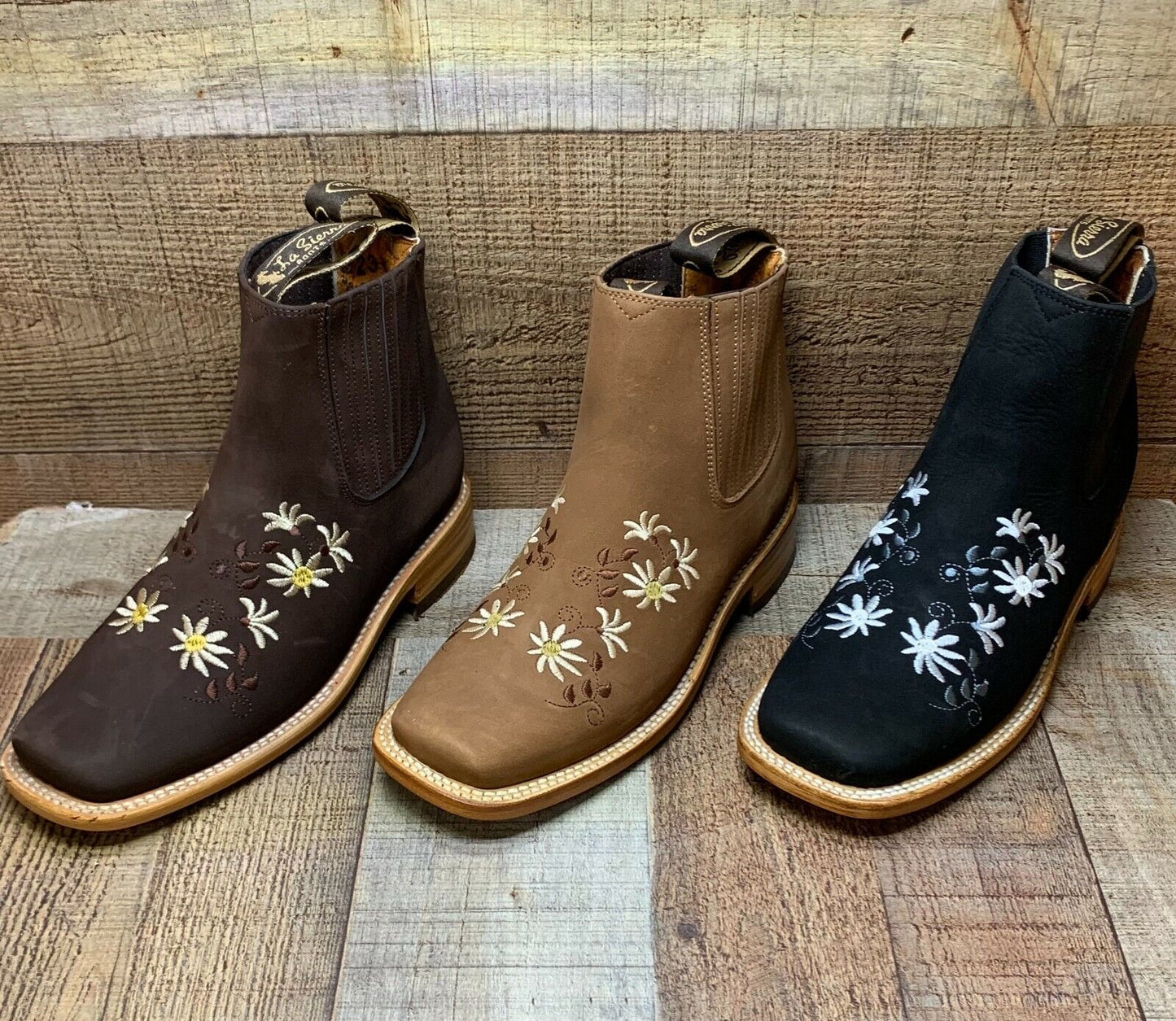 Botas vaqueras de media caña con flores Oleobuck para mujer Est.490 Botin Dama Flores