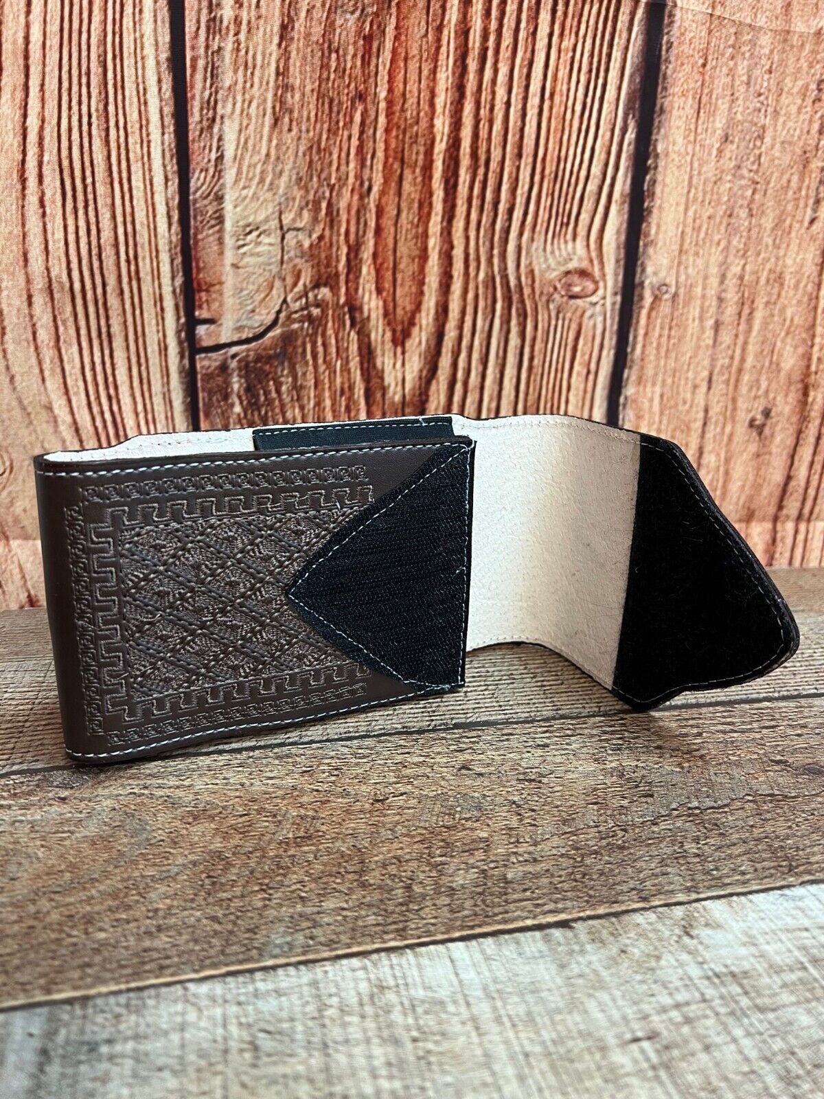 Men's Phone Case Embroidery Genuine Cow Leather