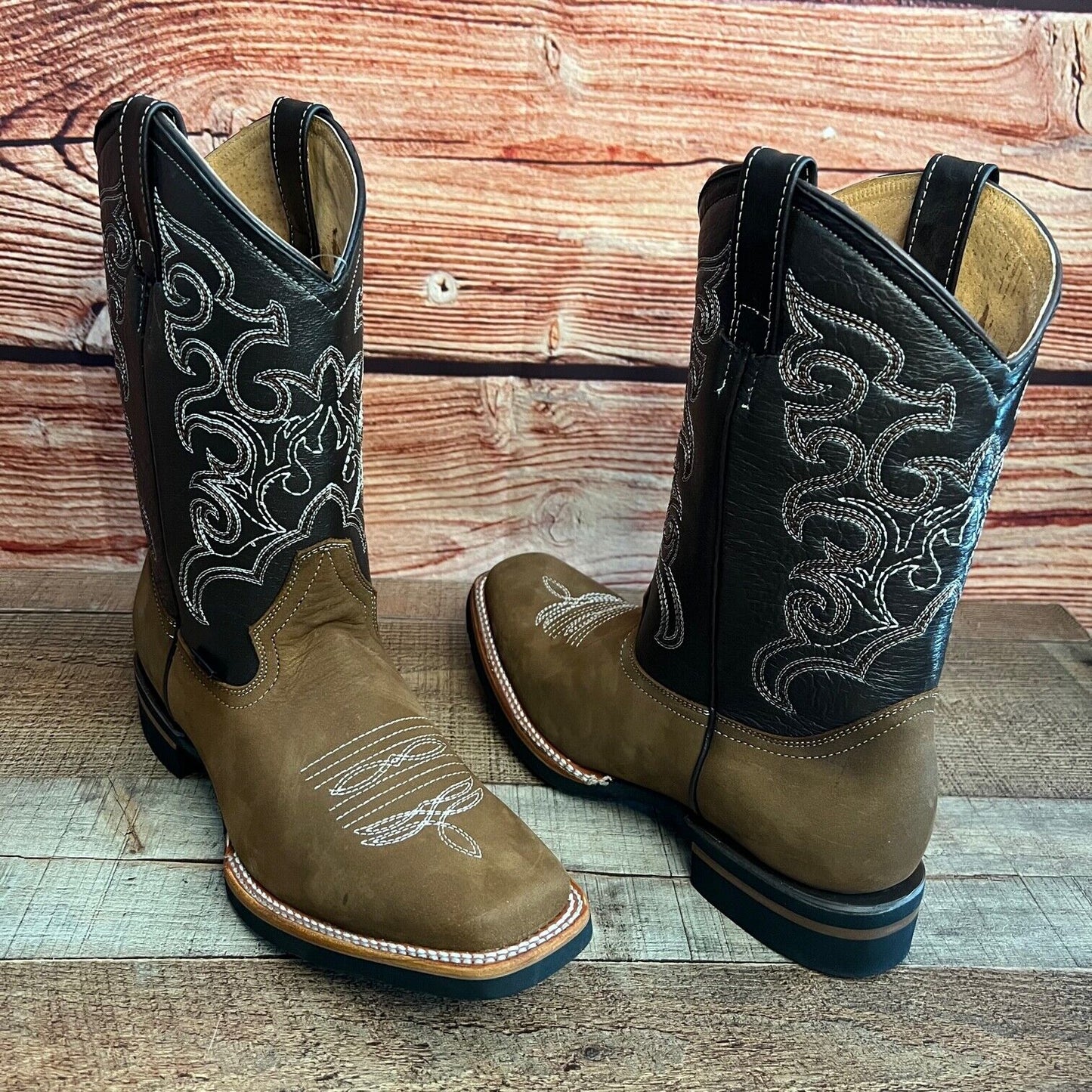 Botas vaqueras de cuero genuino para hombre, estilo bulldog occidental, de 380 libras, estilo tejano
