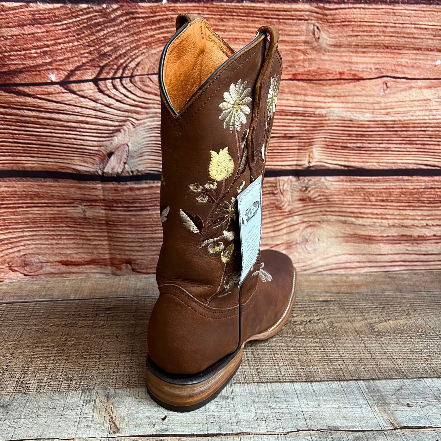 Botas de cuero color miel con sombreado y punta cuadrada Western Rodeo para mujer, aprox. 701