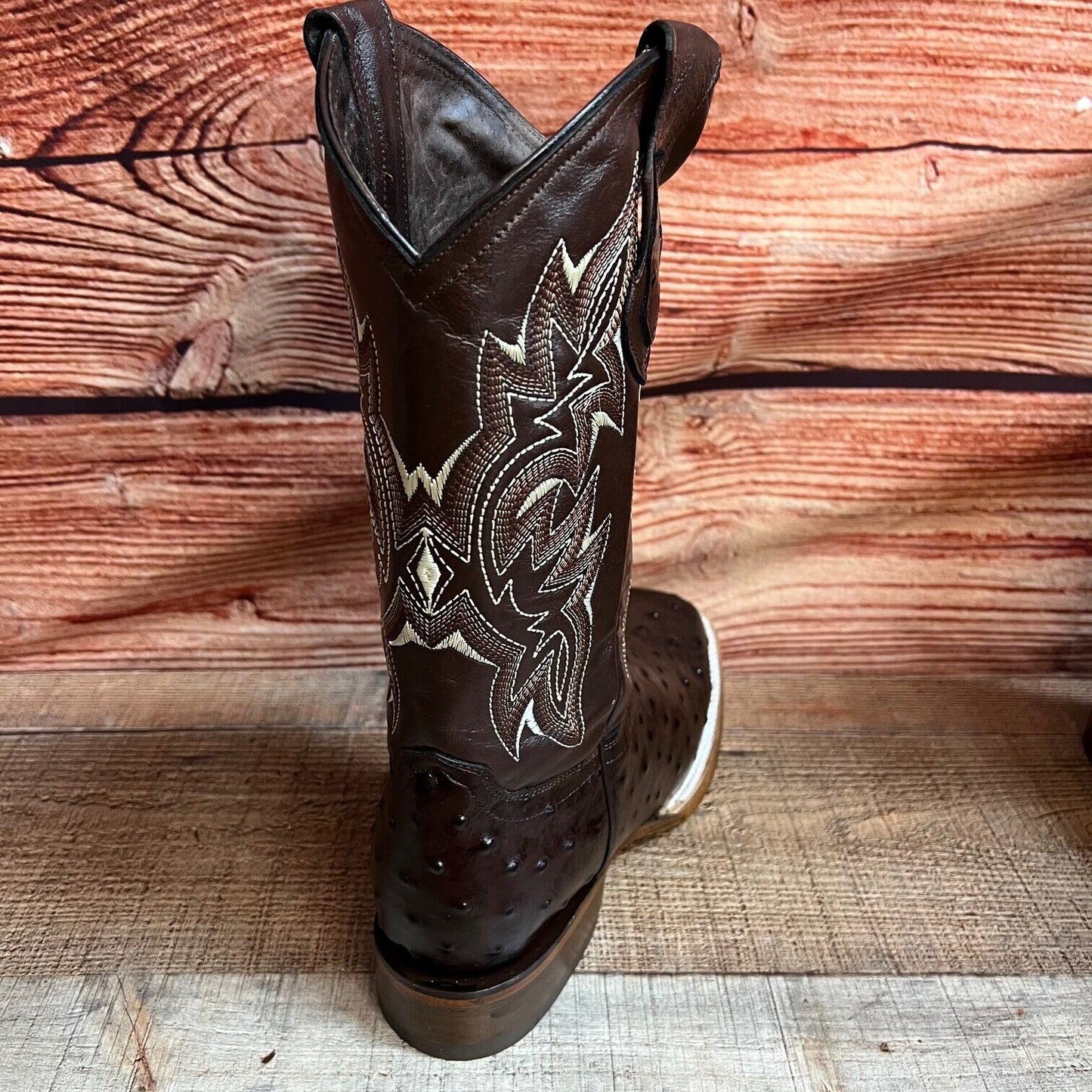 Botas vaqueras de piel con estampado de avestruz estilo western para hombre con punta cuadrada, 380 quilates, Texana Avestruz