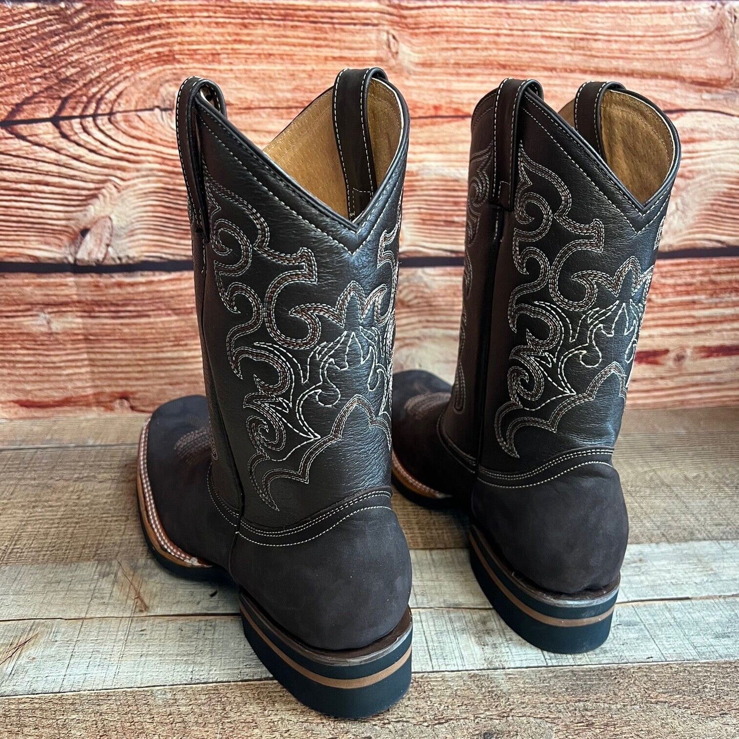 Botas vaqueras de cuero genuino para hombre, estilo bulldog occidental, de 380 libras, estilo tejano