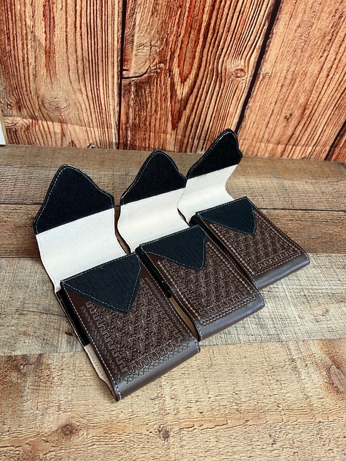 Men's Phone Case Embroidery Genuine Cow Leather