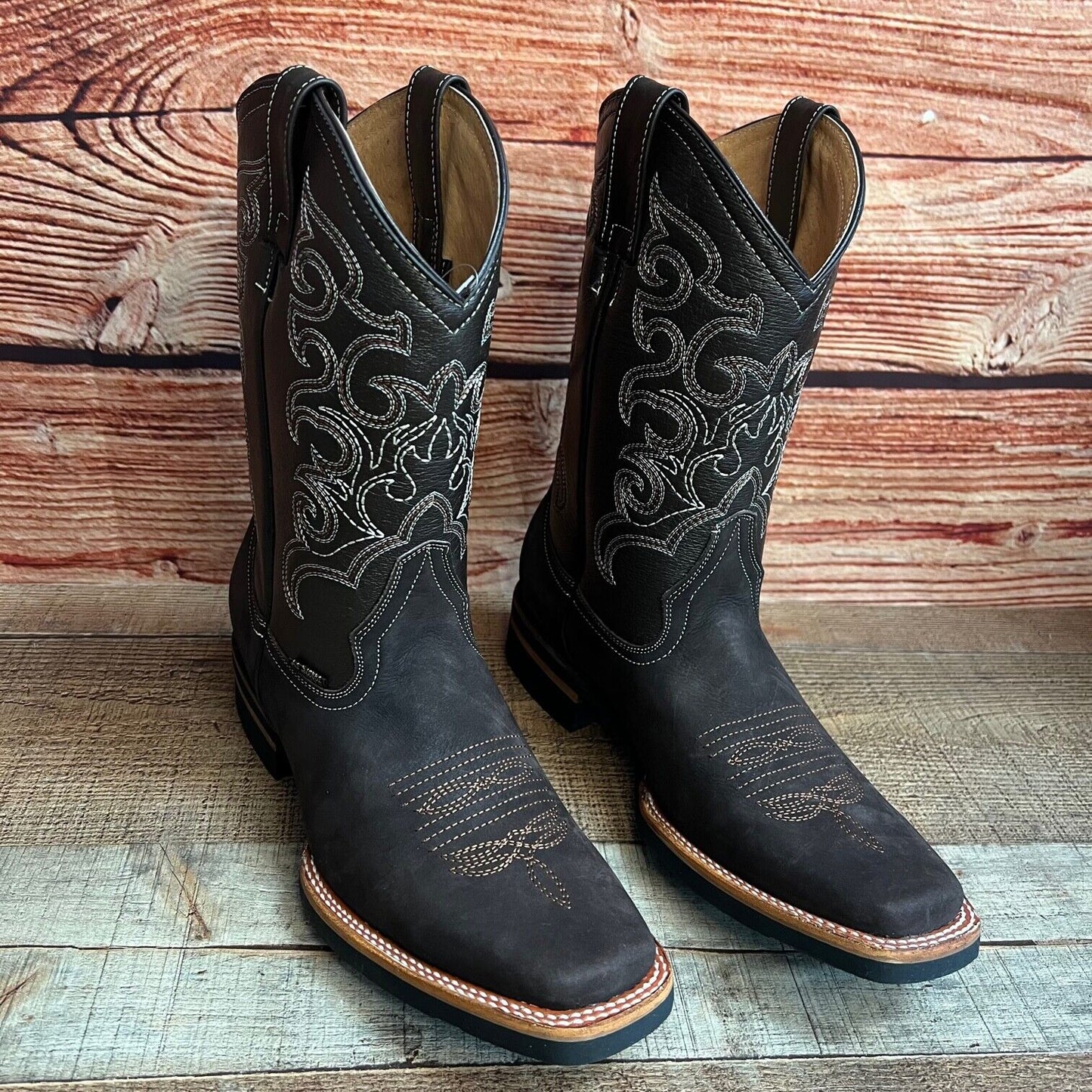 Botas vaqueras de cuero genuino para hombre, estilo bulldog occidental, de 380 libras, estilo tejano