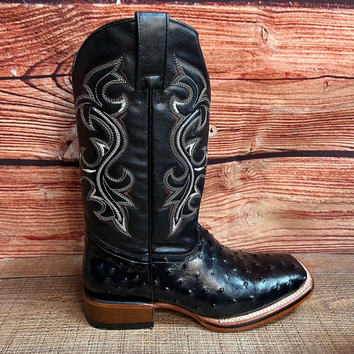 Botas vaqueras de piel con estampado de avestruz estilo western para hombre con punta cuadrada, 380 quilates, Texana Avestruz