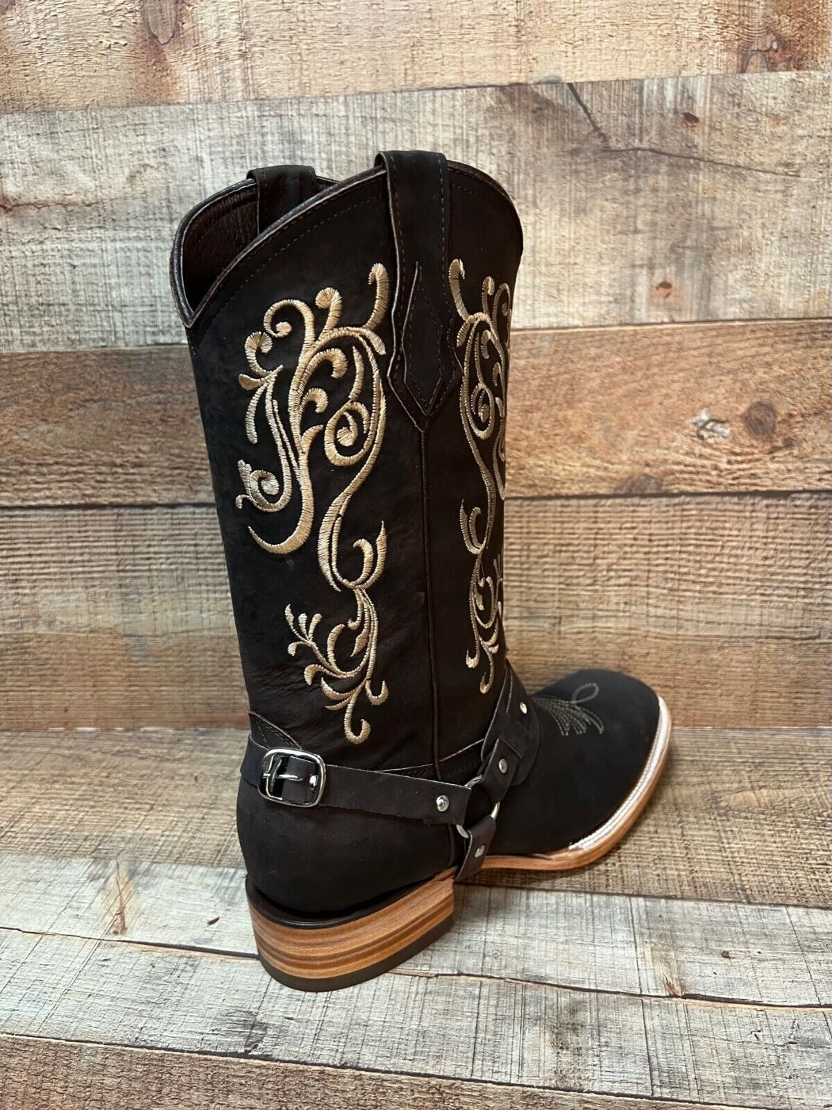 Women's Western Cowgirl Genuine Leather Boots With Detachable Harness Bota Vaquera Dama Est.102