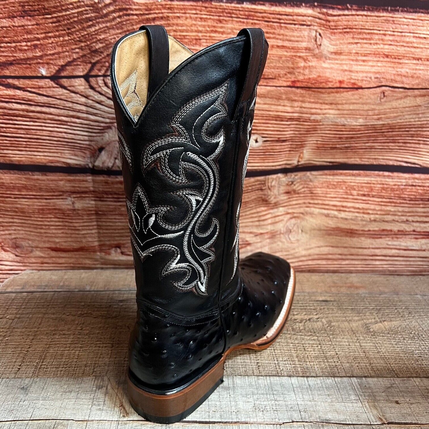 Botas vaqueras de piel con estampado de avestruz estilo western para hombre con punta cuadrada, 380 quilates, Texana Avestruz