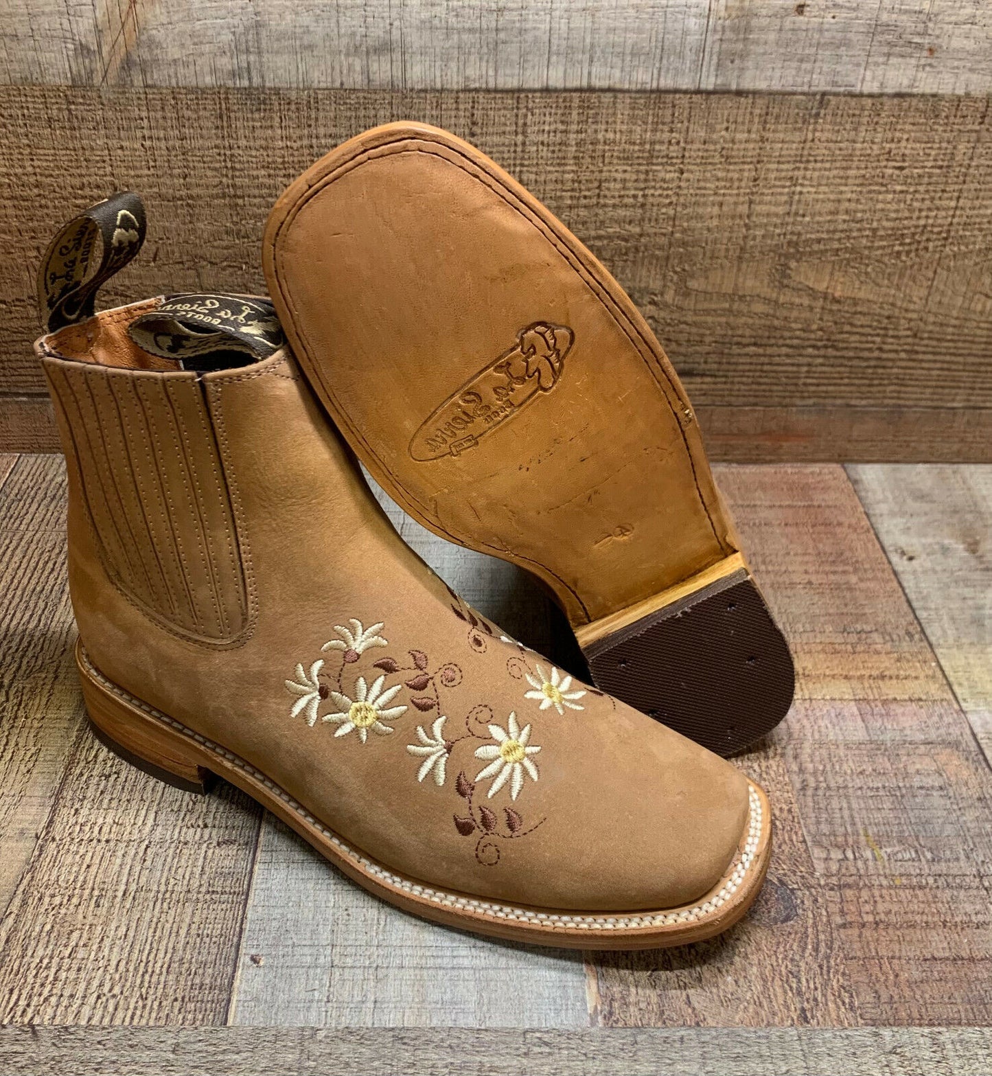Botas vaqueras de media caña con flores Oleobuck para mujer Est.490 Botin Dama Flores