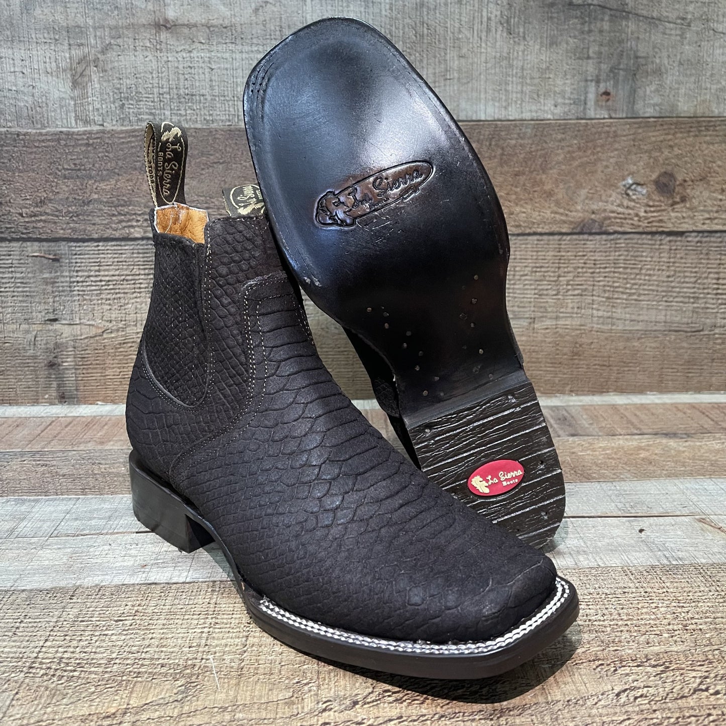 Botín vaquero occidental con estampado de pitón y piel de vaca auténtica para hombre Botin Est.715 Piton