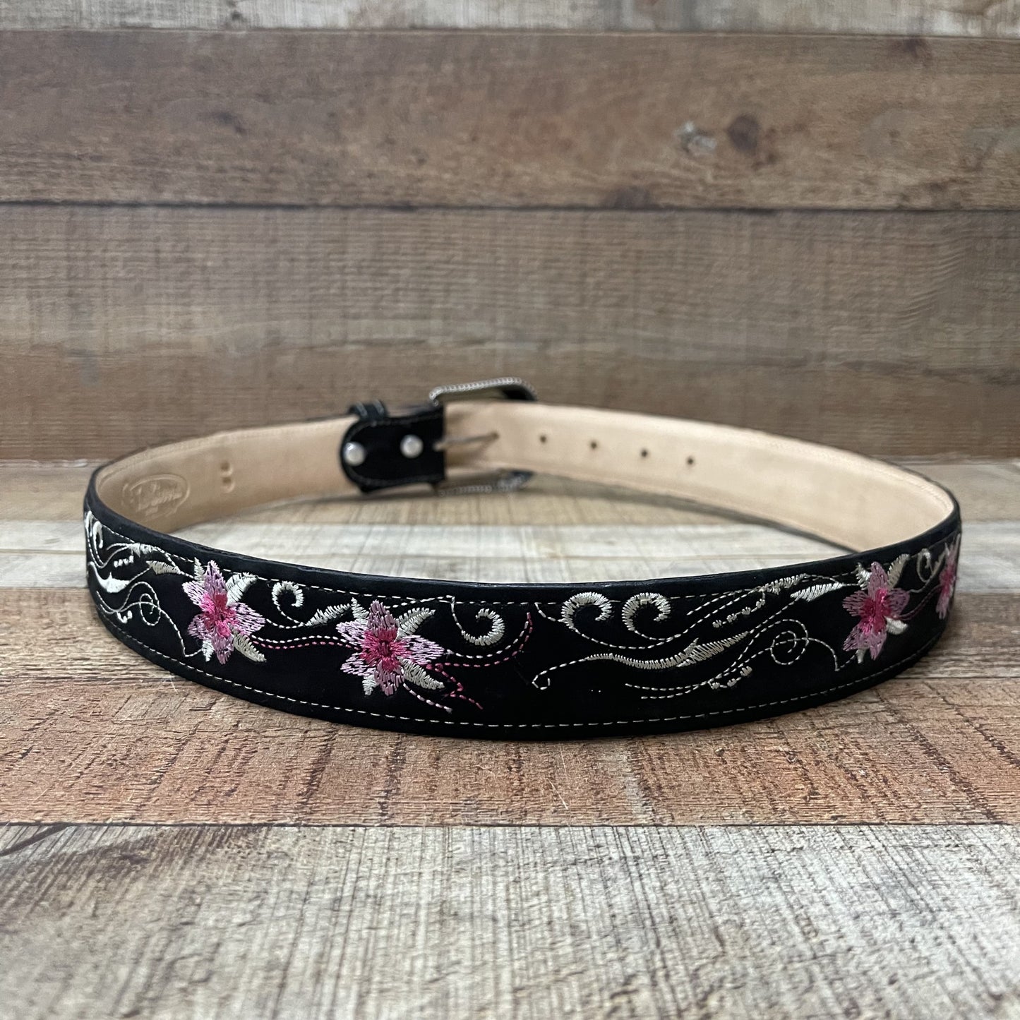 Cinturón de piel auténtica con bordado de flores para mujer, estilo vaquera occidental, precio estimado 404