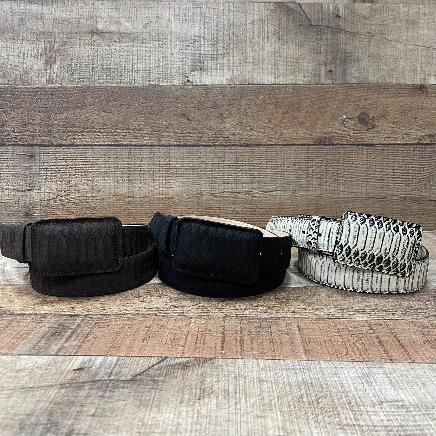 Cinturón de piel auténtica con estampado de pitón estilo vaquero occidental para hombre Cinto Imprenta Piton