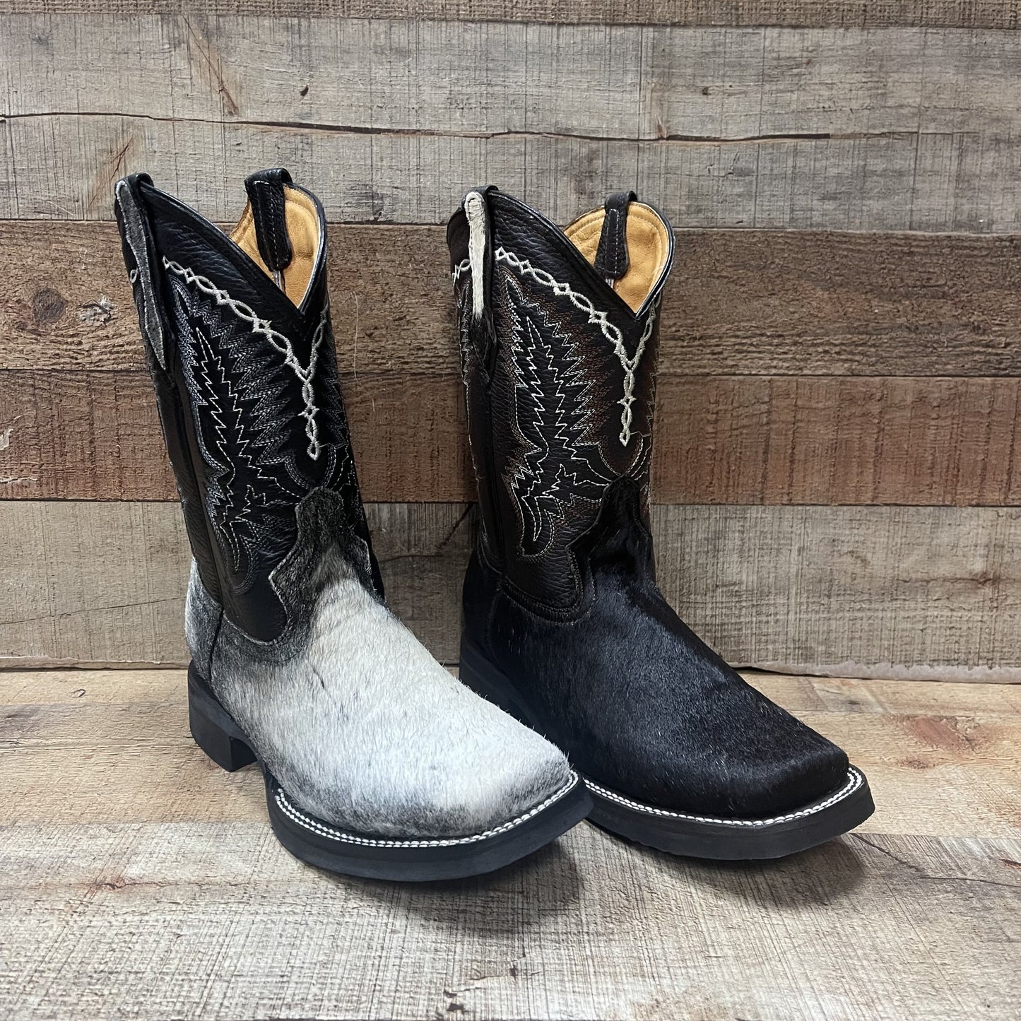 Botas vaqueras occidentales para hombre de piel de vaca auténtica y pelo de vaca auténtico Bota Est.744 Pelos