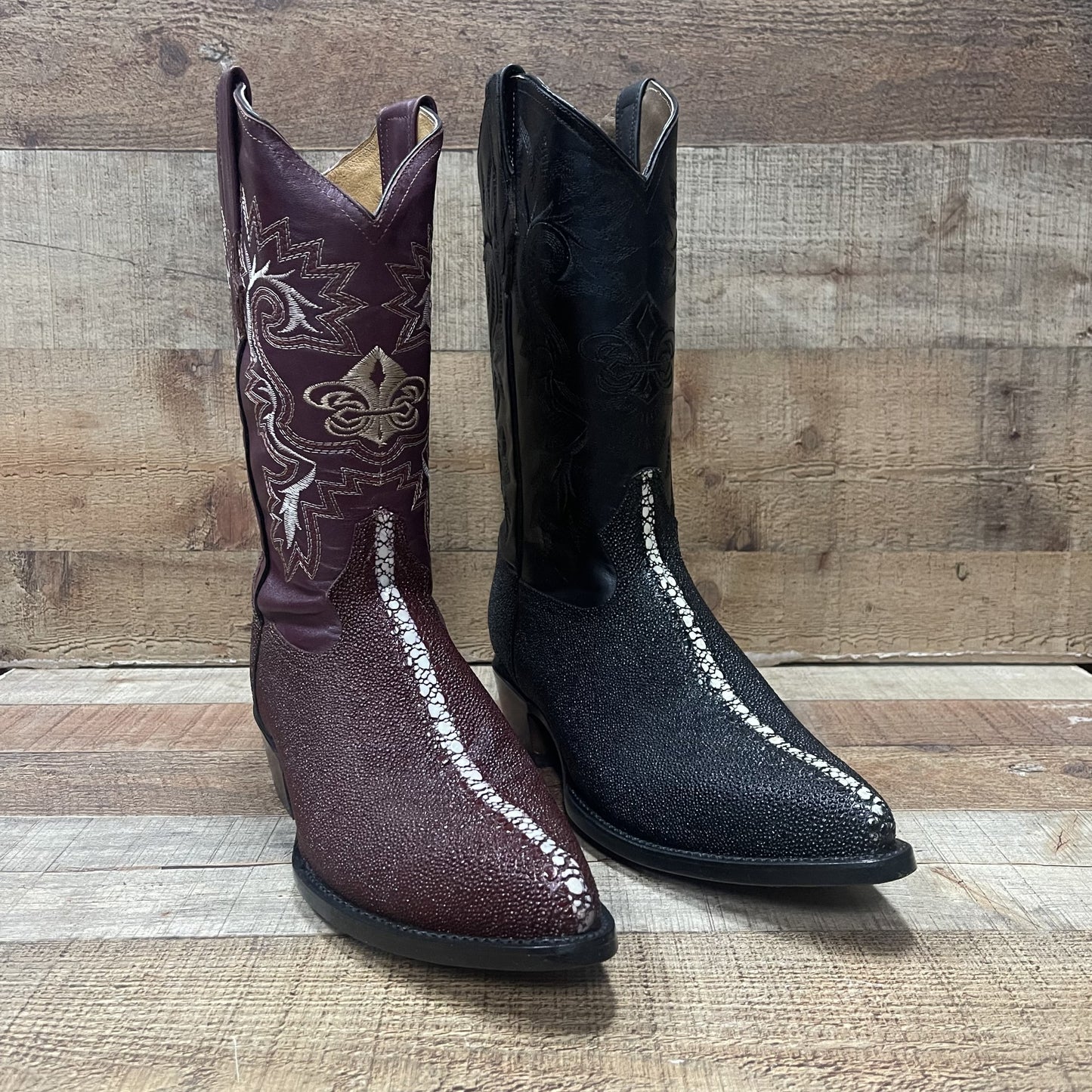 Botas de vaquero occidental de cuero genuino con punta puntiaguda para hombre Est.099 Puntal Floter Sin Trebol