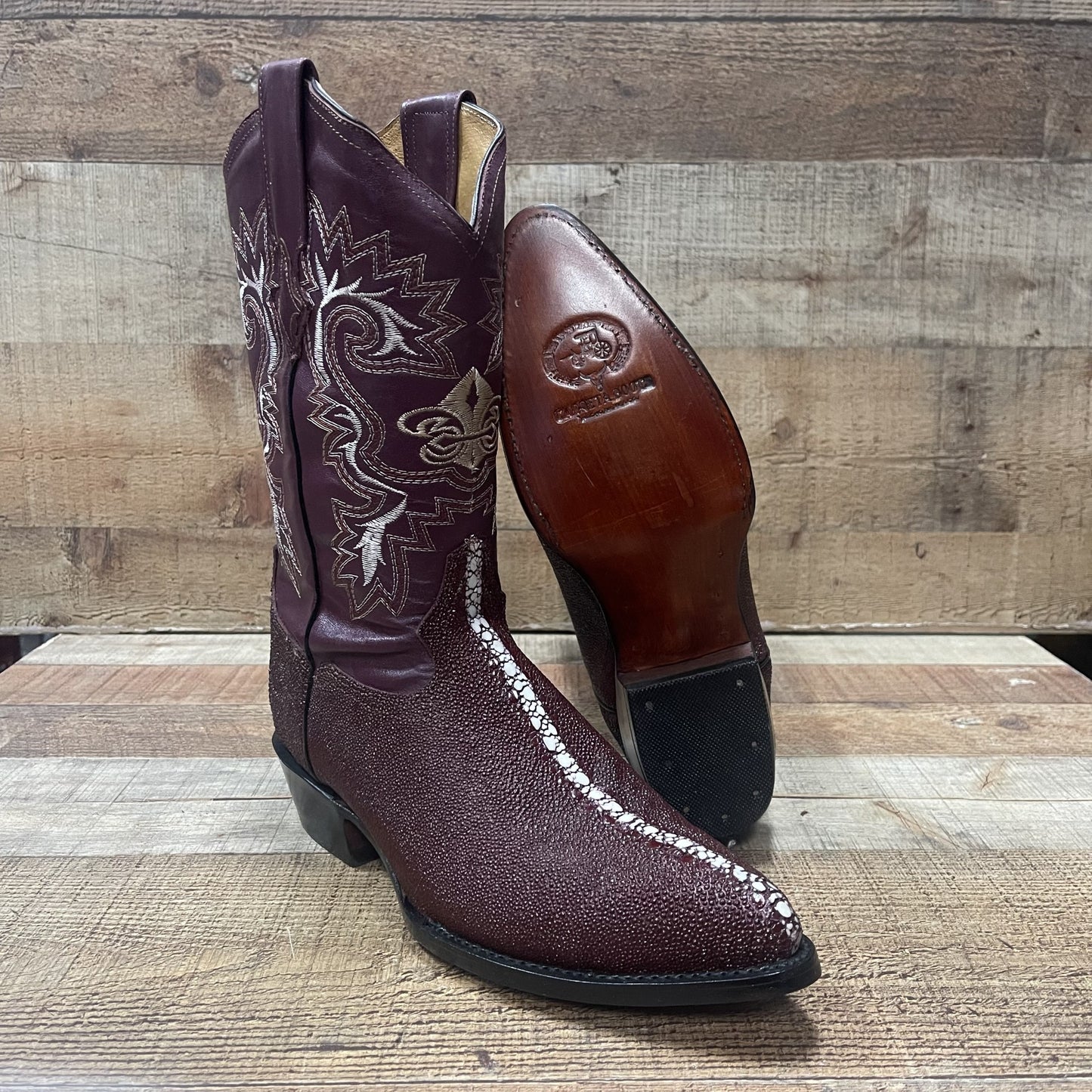 Botas de vaquero occidental de cuero genuino con punta puntiaguda para hombre Est.099 Puntal Floter Sin Trebol