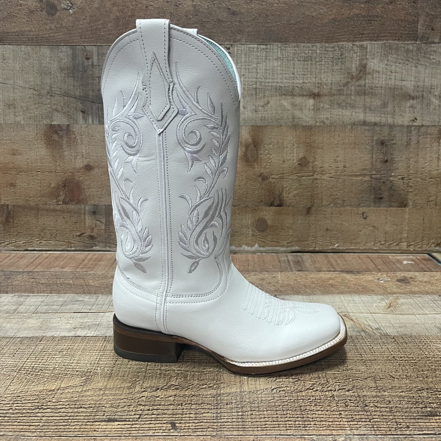 Botas vaqueras de piel auténtica para mujer Est. Sarah con flores rosas y azules