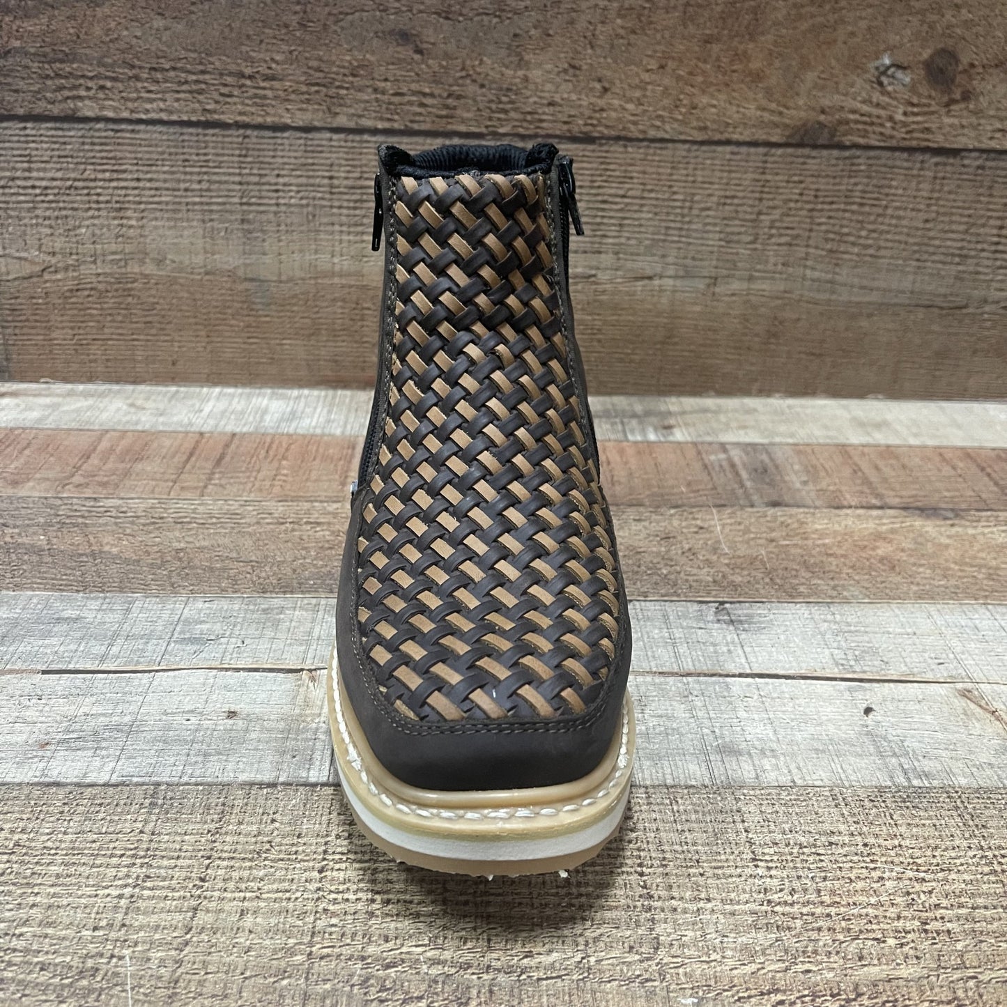 Zapatos de trabajo para hombre con suela roja/azul y cremallera, tejidos a mano, de piel auténtica, resistentes al aceite y antideslizantes, 334/444, petatillo, suela roja/azul, cierres