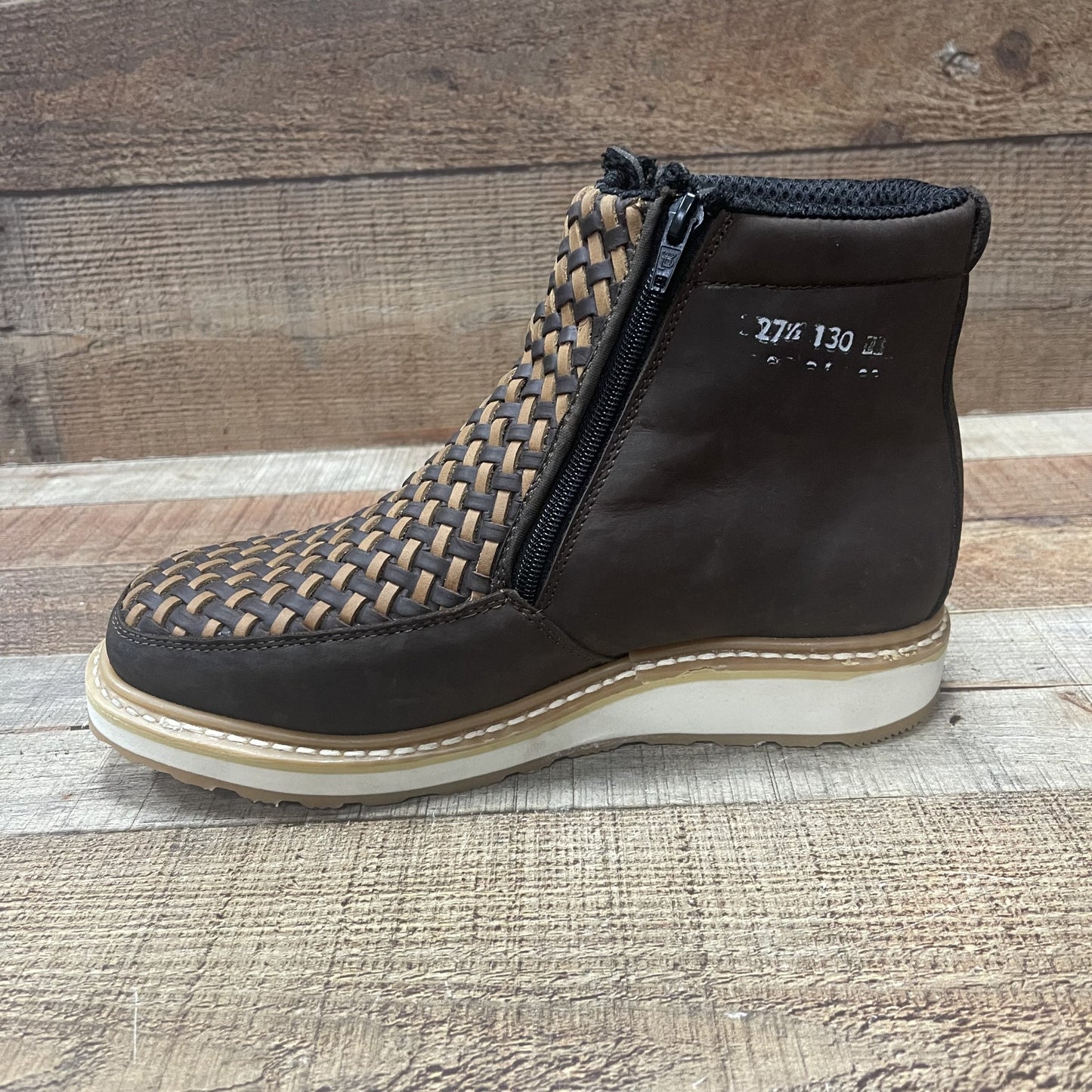 Zapatos de trabajo para hombre con suela roja/azul y cremallera, tejidos a mano, de piel auténtica, resistentes al aceite y antideslizantes, 334/444, petatillo, suela roja/azul, cierres