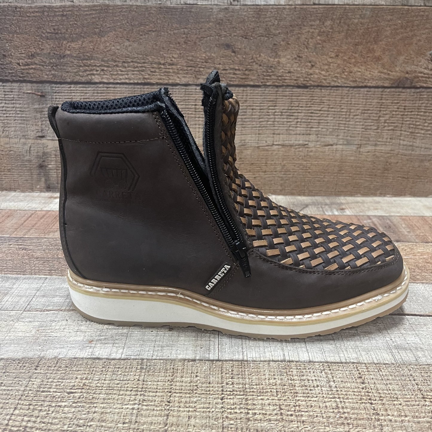 Zapatos de trabajo para hombre con suela roja/azul y cremallera, tejidos a mano, de piel auténtica, resistentes al aceite y antideslizantes, 334/444, petatillo, suela roja/azul, cierres