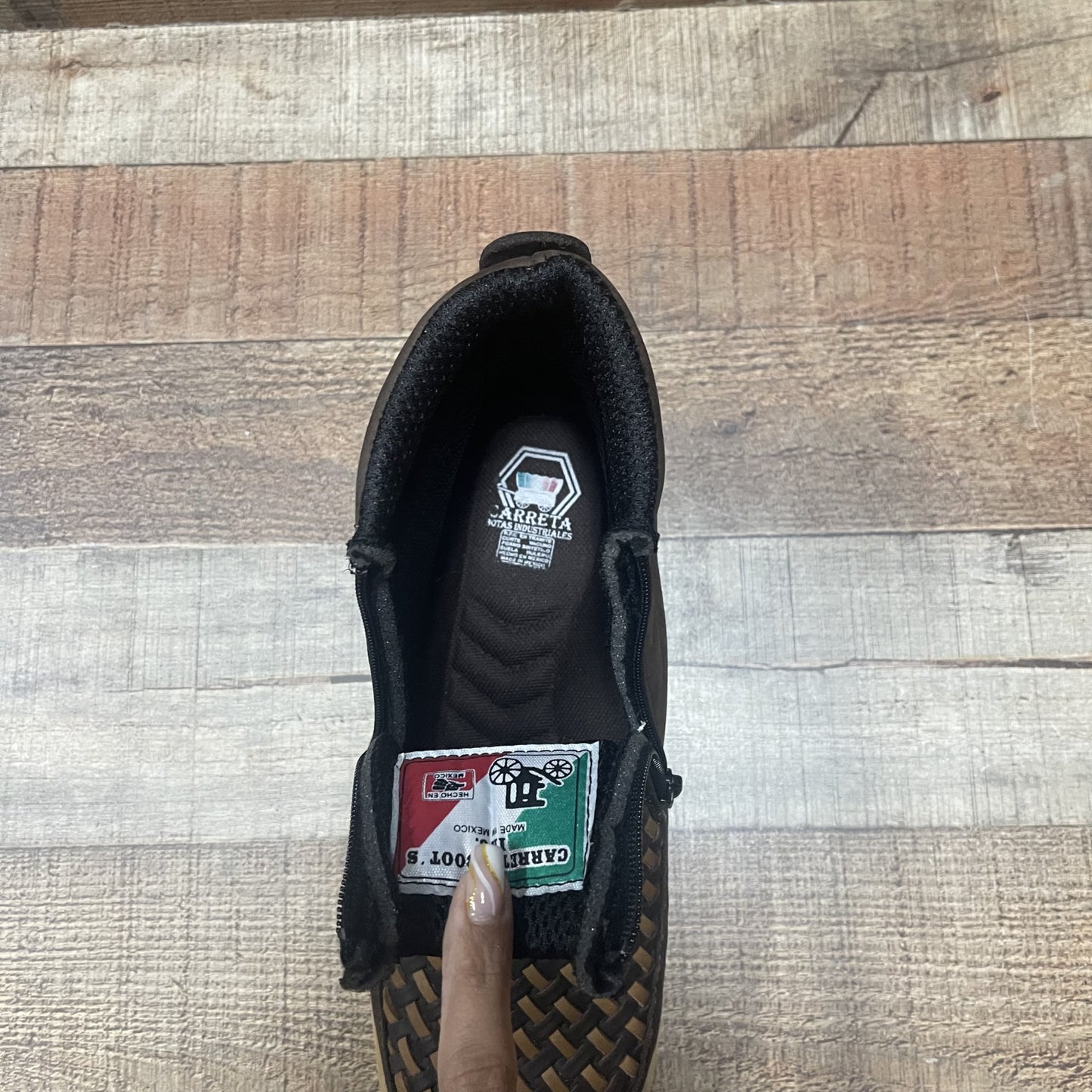 Zapatos de trabajo para hombre con suela roja/azul y cremallera, tejidos a mano, de piel auténtica, resistentes al aceite y antideslizantes, 334/444, petatillo, suela roja/azul, cierres
