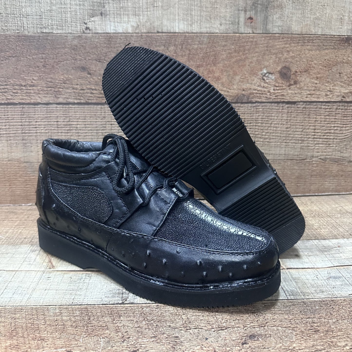 Zapatos de piel con estampado de cocodrilo/avestruz para hombre Est.1214 Ave Coco