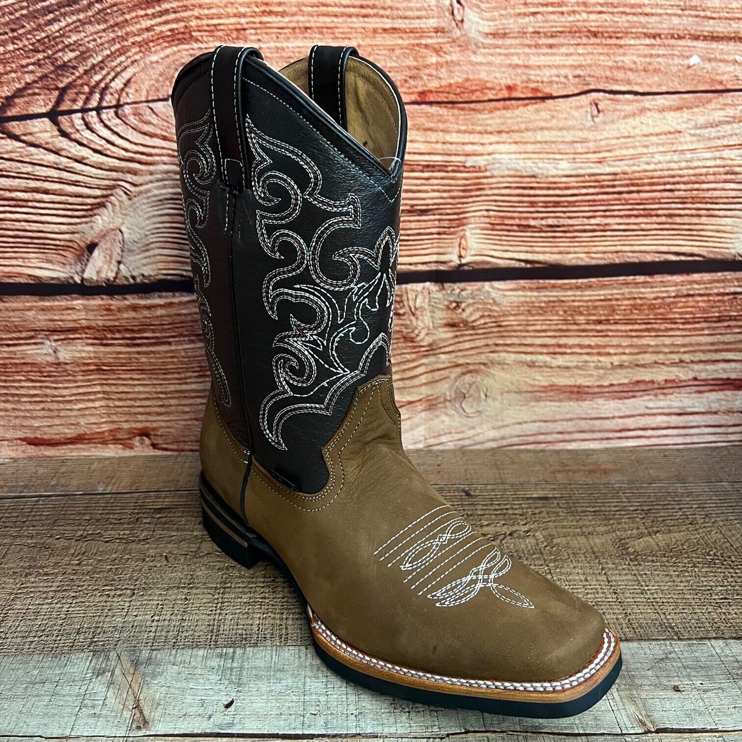 Botas vaqueras de cuero genuino para hombre, estilo bulldog occidental, de 380 libras, estilo tejano