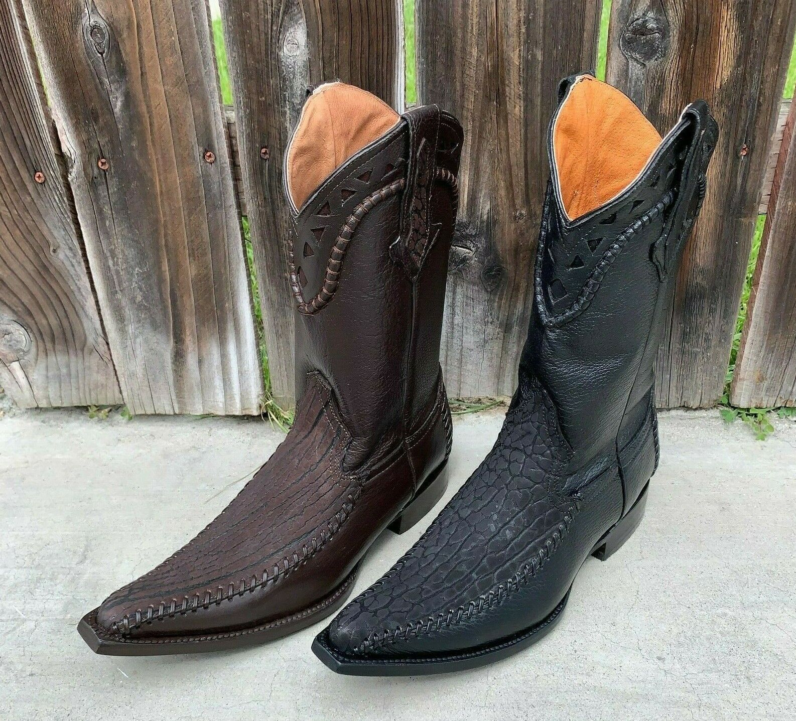 Men's Rodeo Cowboy Boots Bull Neck Leather Bota Cuello de Toro Est