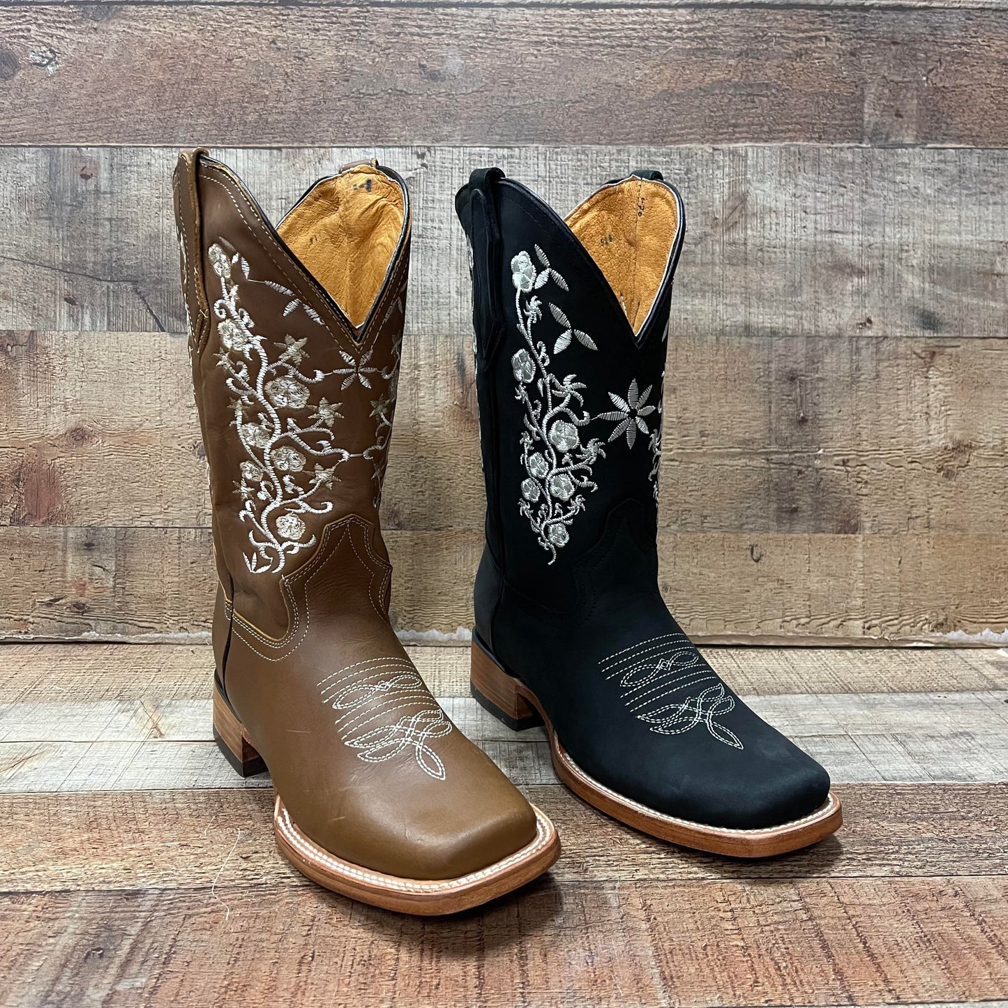 Bota Vaquera Ancha Vaquera Para Mujer Bota Vaquera Pantorilla Ancha Suela Cuero Est.713