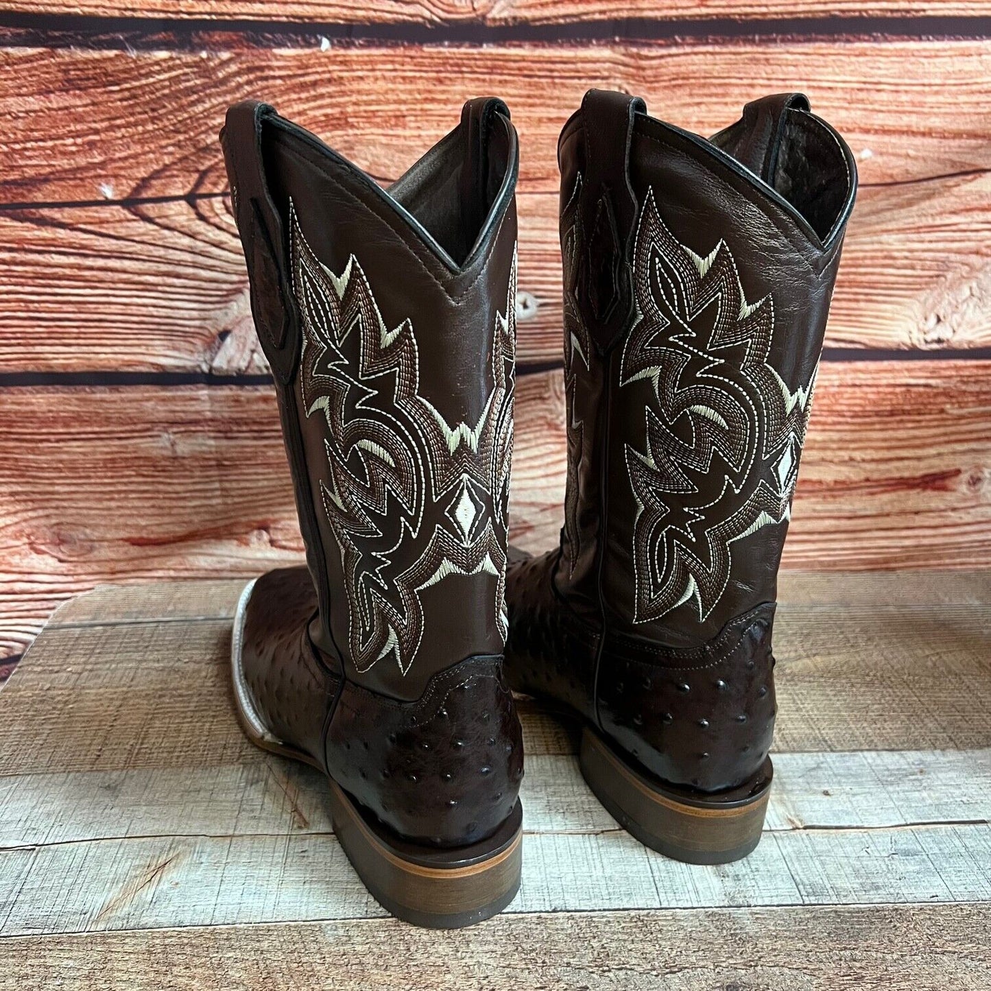 Botas vaqueras de piel con estampado de avestruz estilo western para hombre con punta cuadrada, 380 quilates, Texana Avestruz